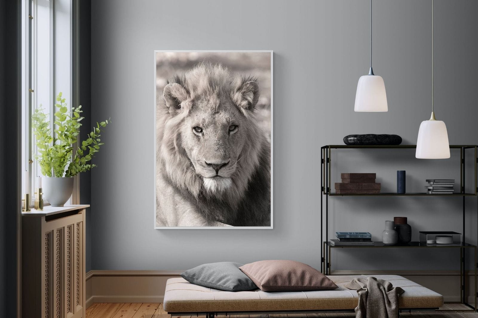 Lion Eyes-Wall_Art-120 x 180cm-Mounted Canvas-White-Pixalot