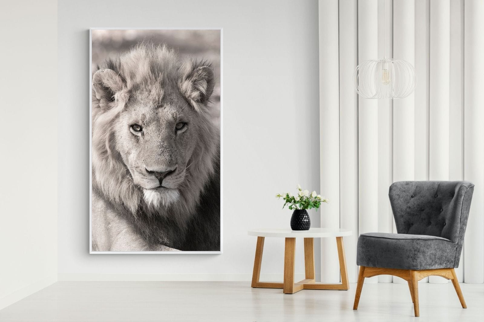 Lion Eyes-Wall_Art-130 x 220cm-Mounted Canvas-White-Pixalot