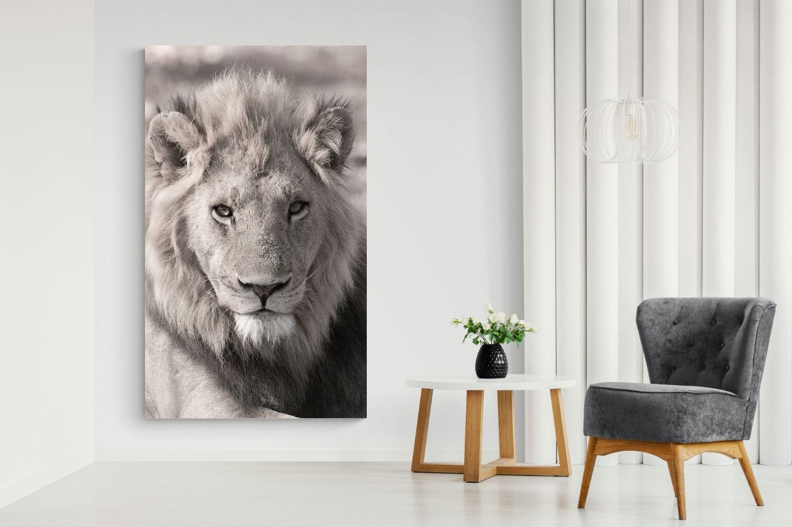 Lion Eyes-Wall_Art-130 x 220cm-Mounted Canvas-No Frame-Pixalot