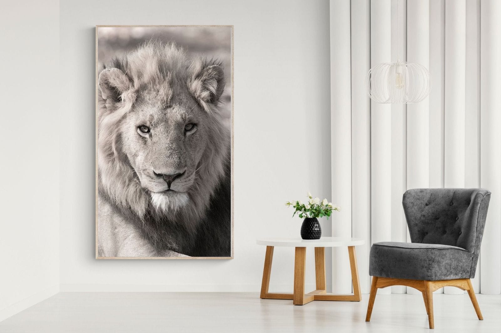 Lion Eyes-Wall_Art-130 x 220cm-Mounted Canvas-Wood-Pixalot
