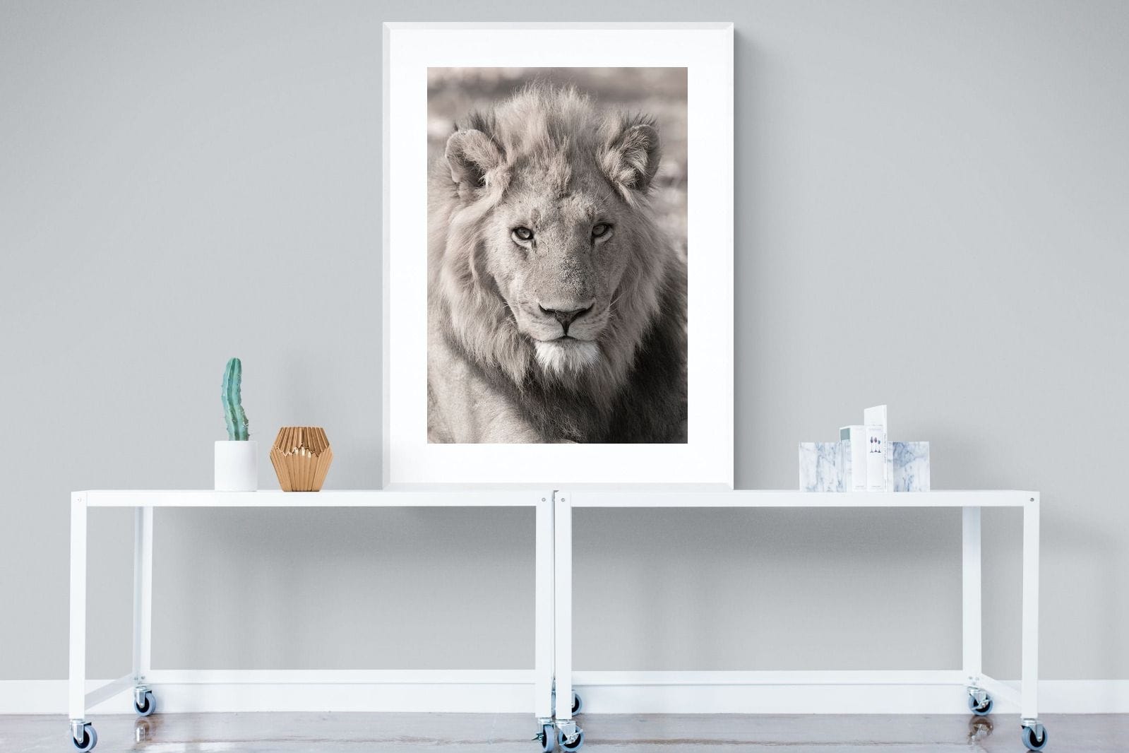 Lion Eyes-Wall_Art-90 x 120cm-Framed Print-White-Pixalot