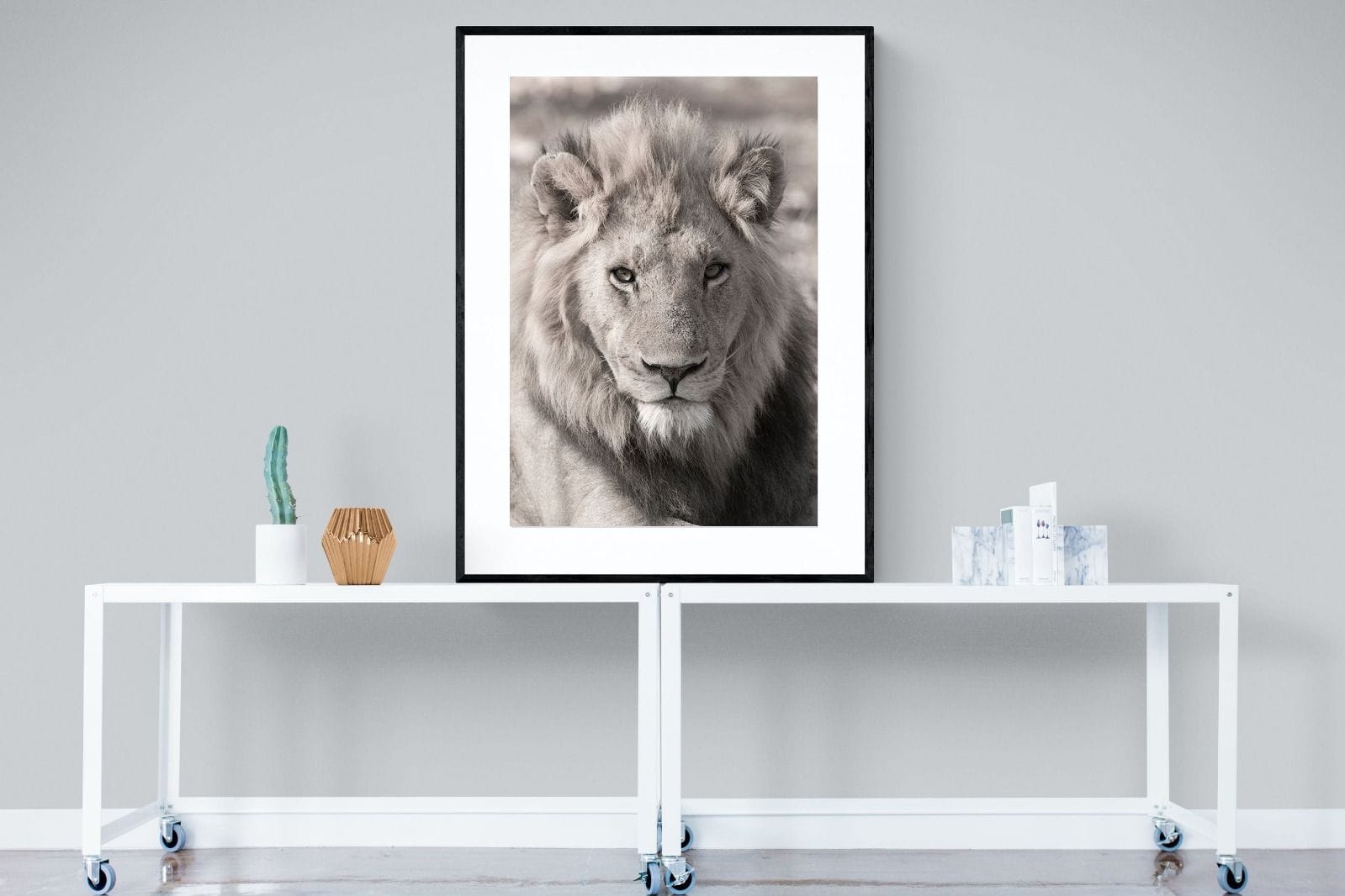 Lion Eyes-Wall_Art-90 x 120cm-Framed Print-Black-Pixalot