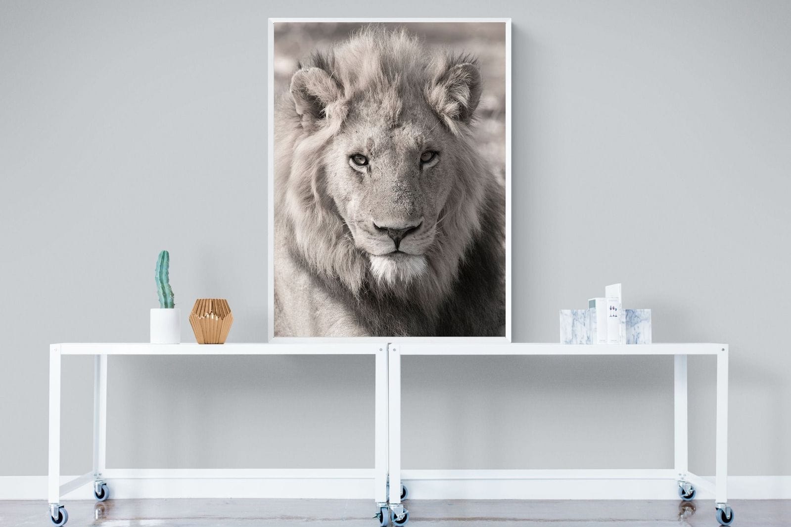 Lion Eyes-Wall_Art-90 x 120cm-Mounted Canvas-White-Pixalot