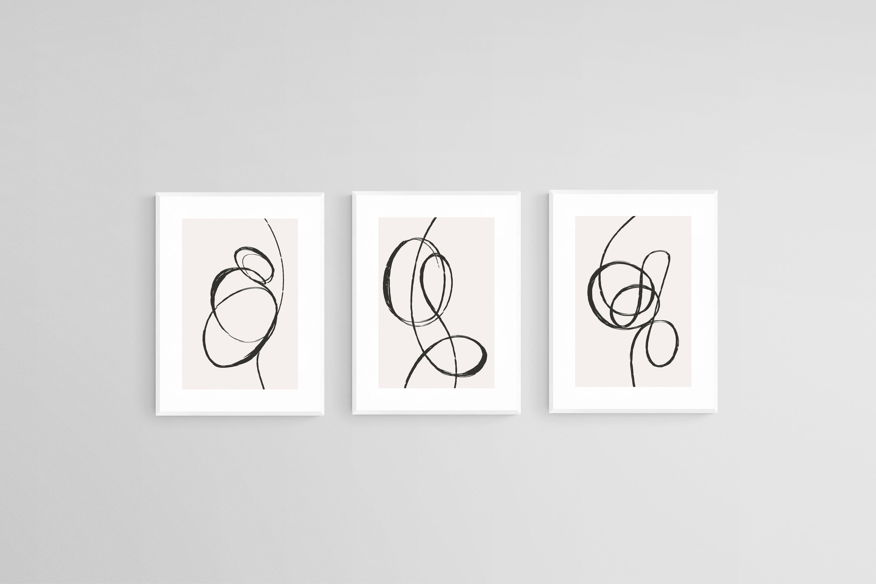 Loop The Loop Set-Wall_Art-45 x 60cm (x3)-Framed Print-White-Pixalot