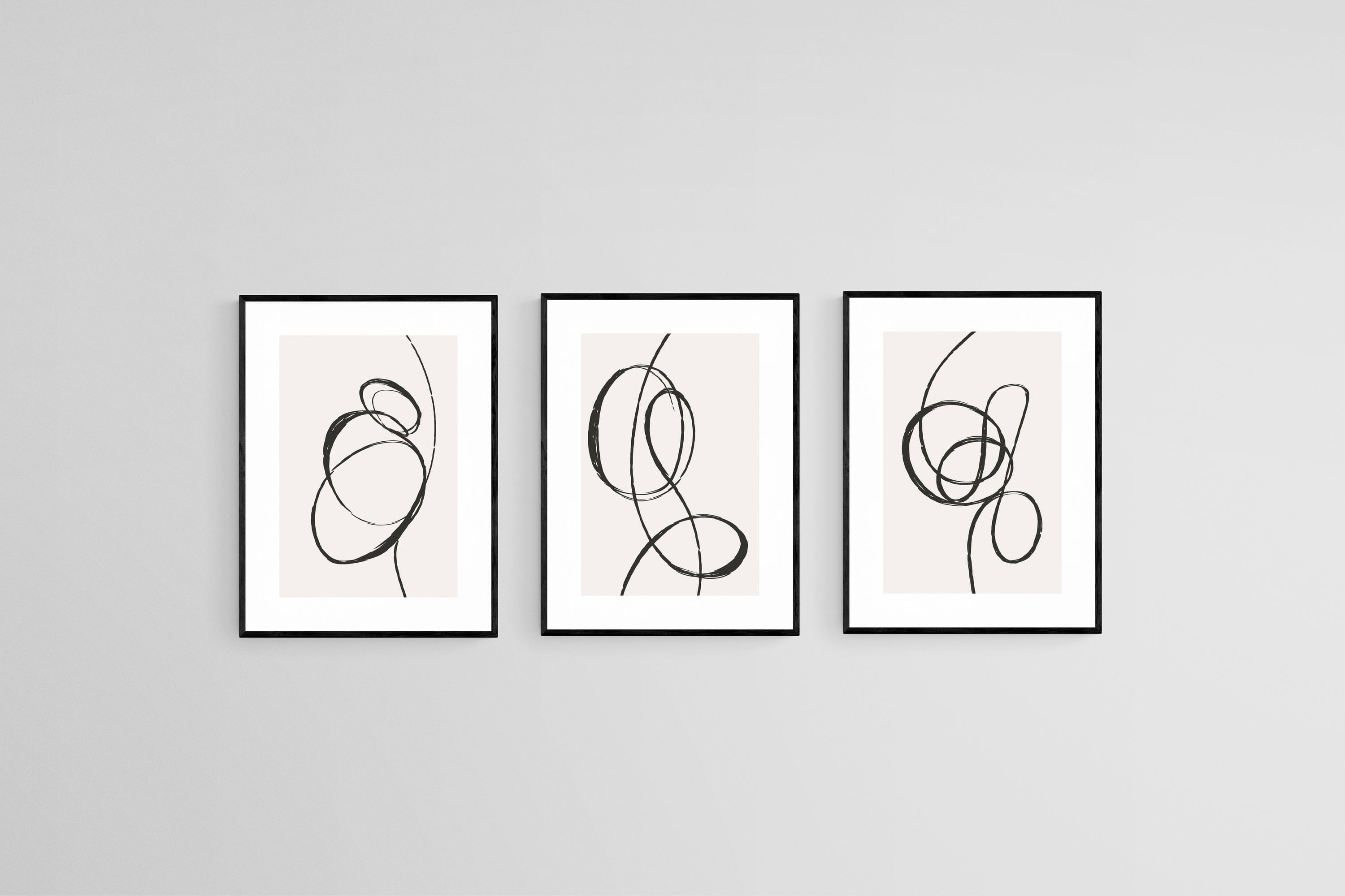 Loop The Loop Set-Wall_Art-45 x 60cm (x3)-Framed Print-Black-Pixalot