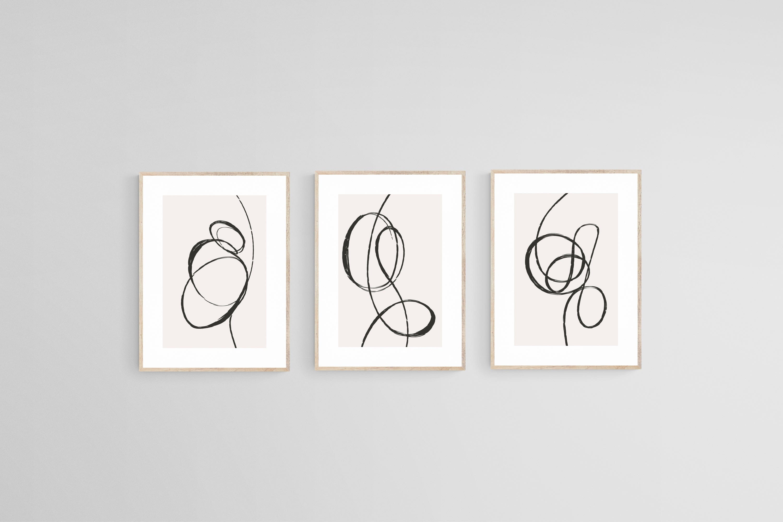Loop The Loop Set-Wall_Art-45 x 60cm (x3)-Framed Print-Wood-Pixalot