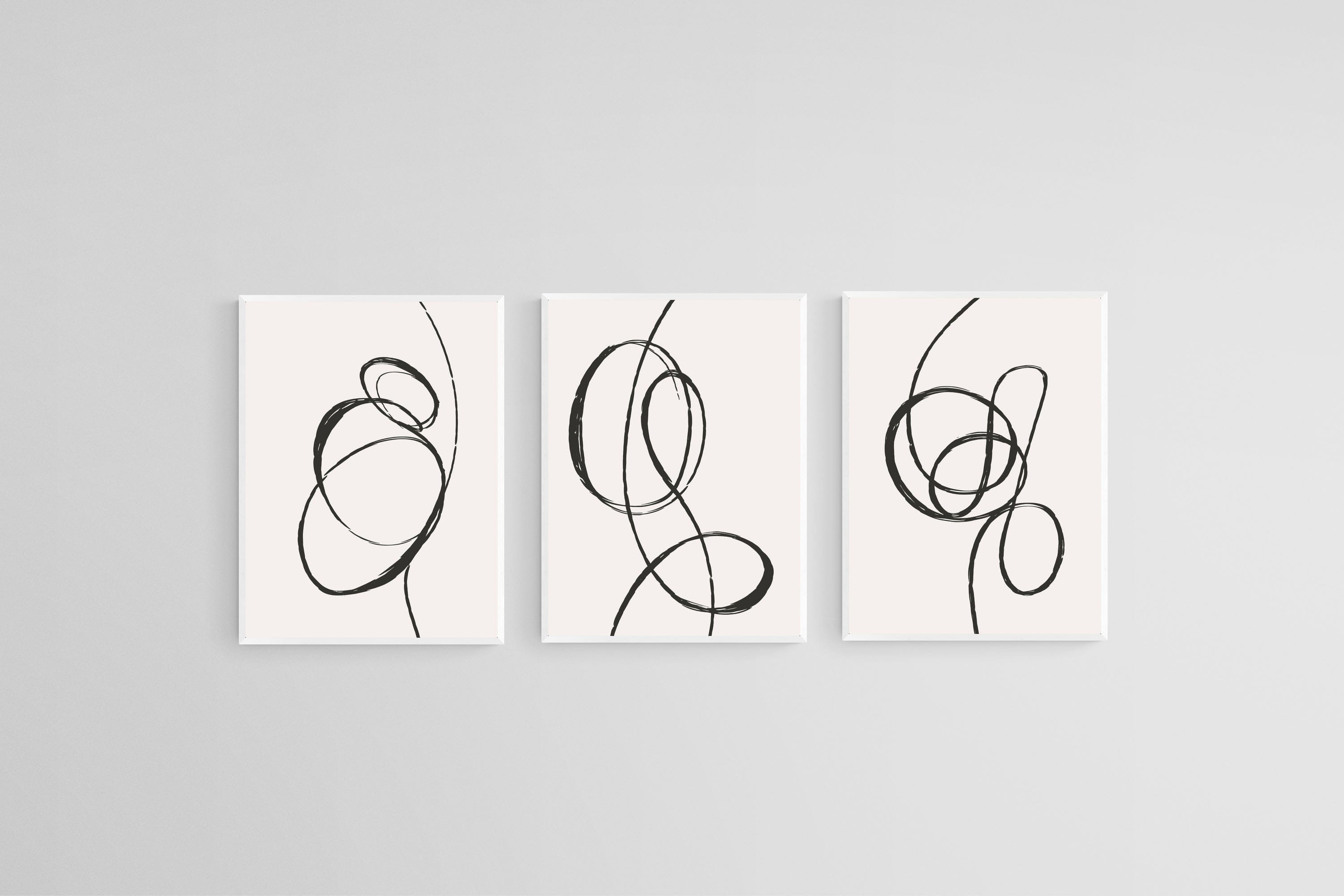 Loop The Loop Set-Wall_Art-45 x 60cm (x3)-Mounted Canvas-White-Pixalot