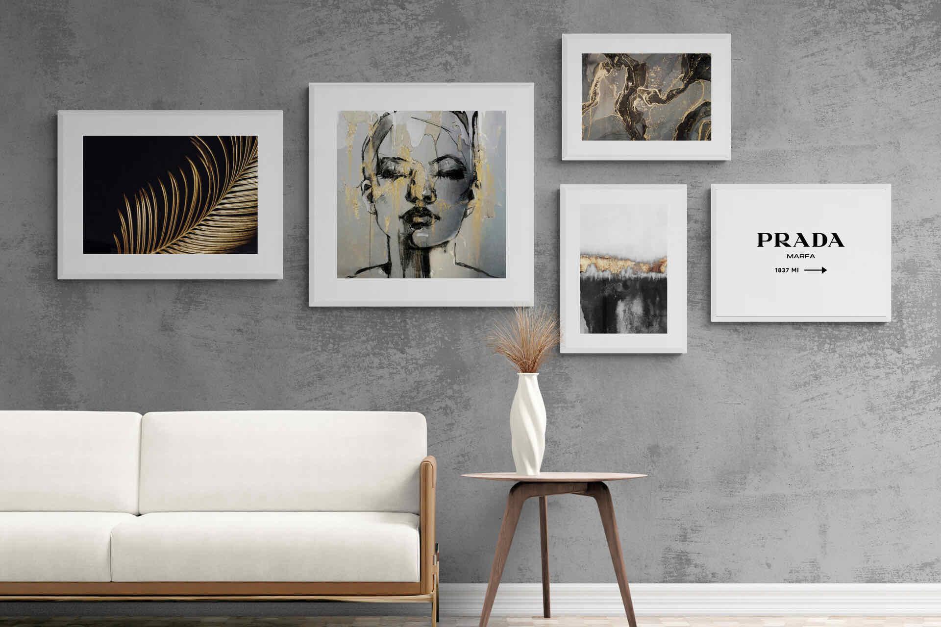 Lux Gold Gallery Wall Set-Wall_Art-Framed Print-White-Pixalot