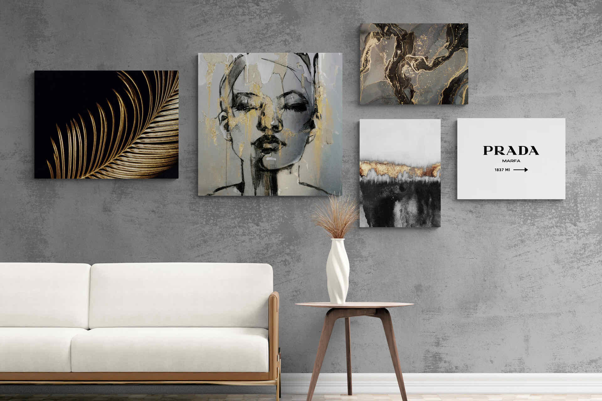 Lux Gold Gallery Wall Set-Wall_Art-Mounted Canvas-No Frame-Pixalot
