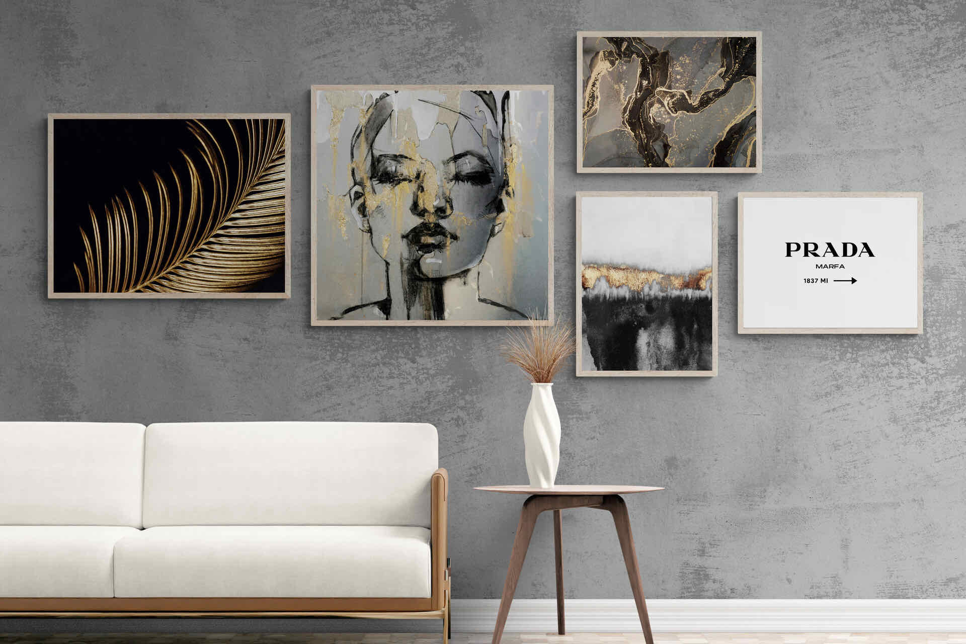 Lux Gold Gallery Wall Set-Wall_Art-Mounted Canvas-Wood-Pixalot