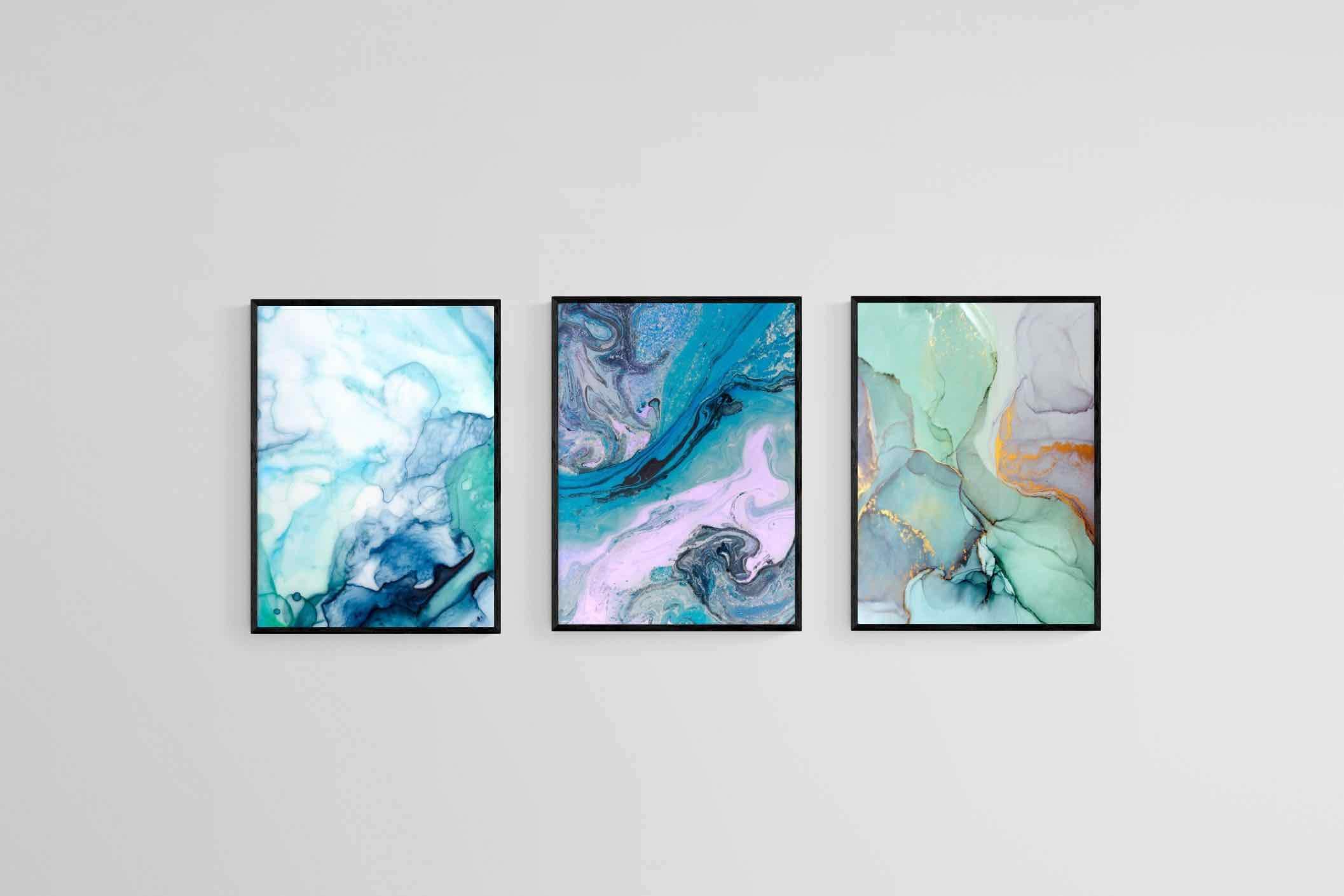 Marble Set-Wall_Art-45 x 60cm (x3)-Mounted Canvas-Black-Pixalot