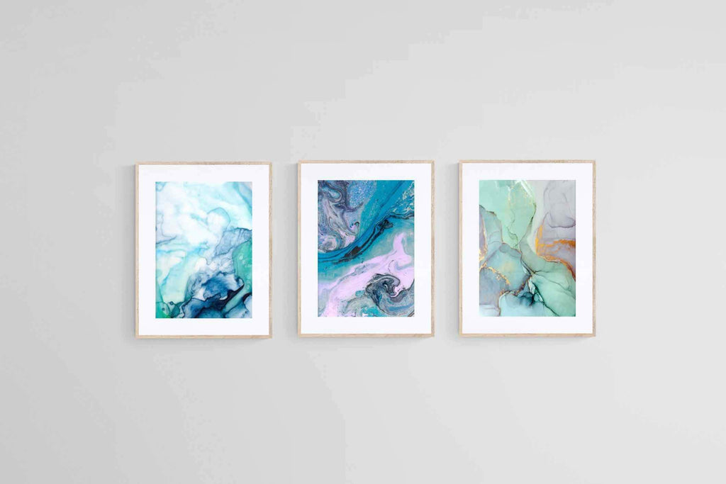 Marble Set-Wall_Art-60 x 80cm (x3)-Framed Print-Wood-Pixalot
