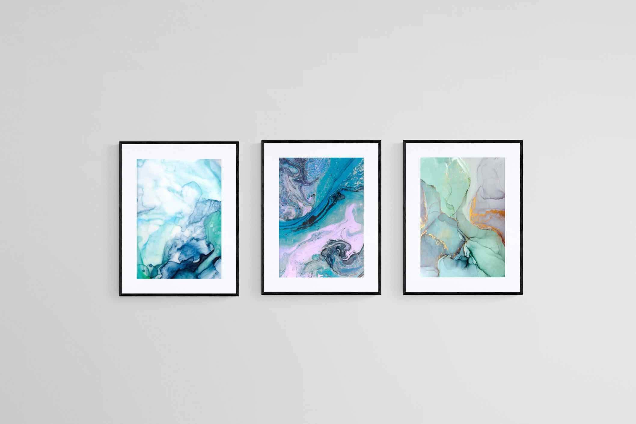 Marble Set-Wall_Art-60 x 80cm (x3)-Framed Print-Black-Pixalot