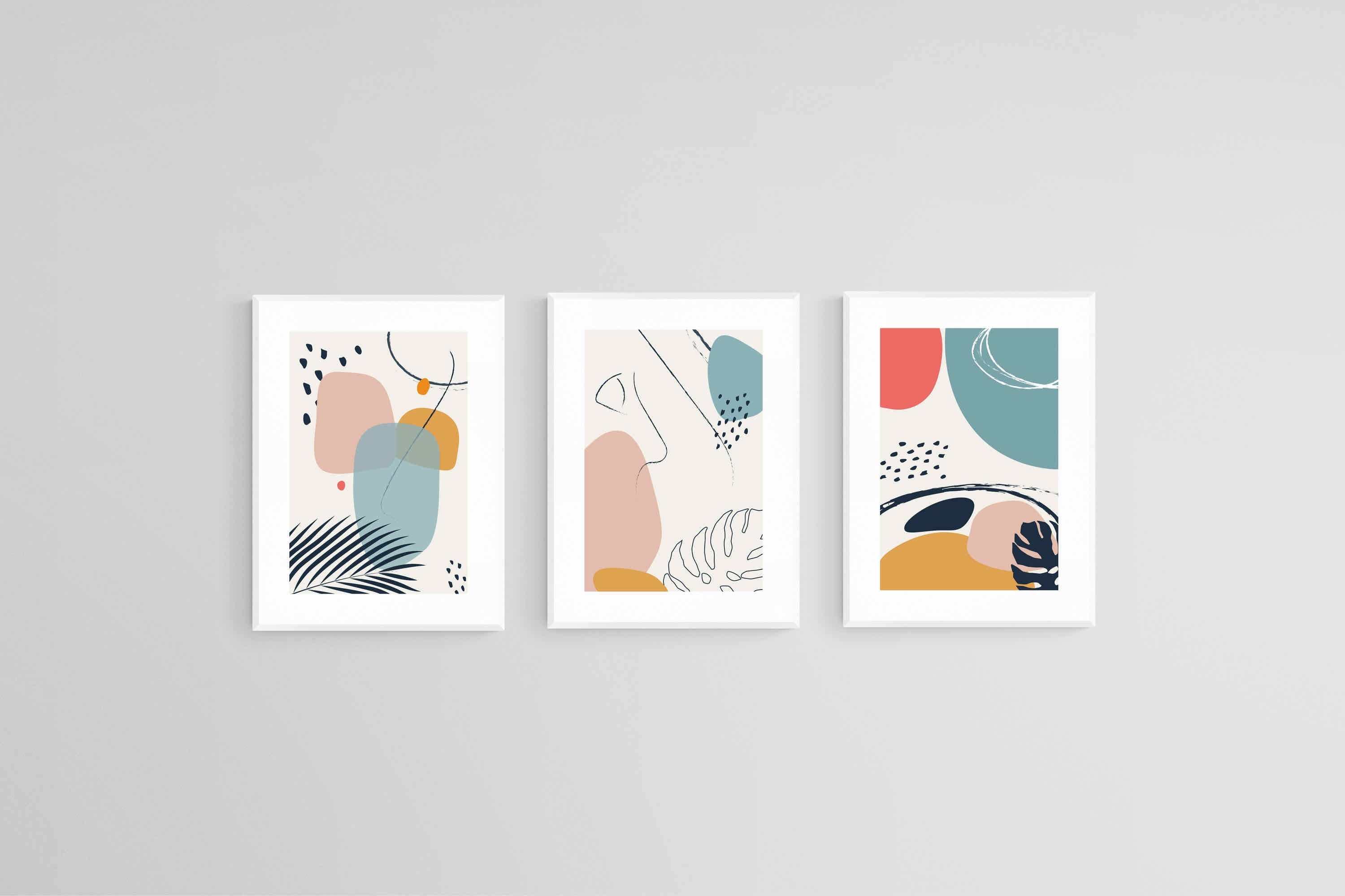 Matisse Style Set-Wall_Art-45 x 60cm (x3)-Framed Print-White-Pixalot