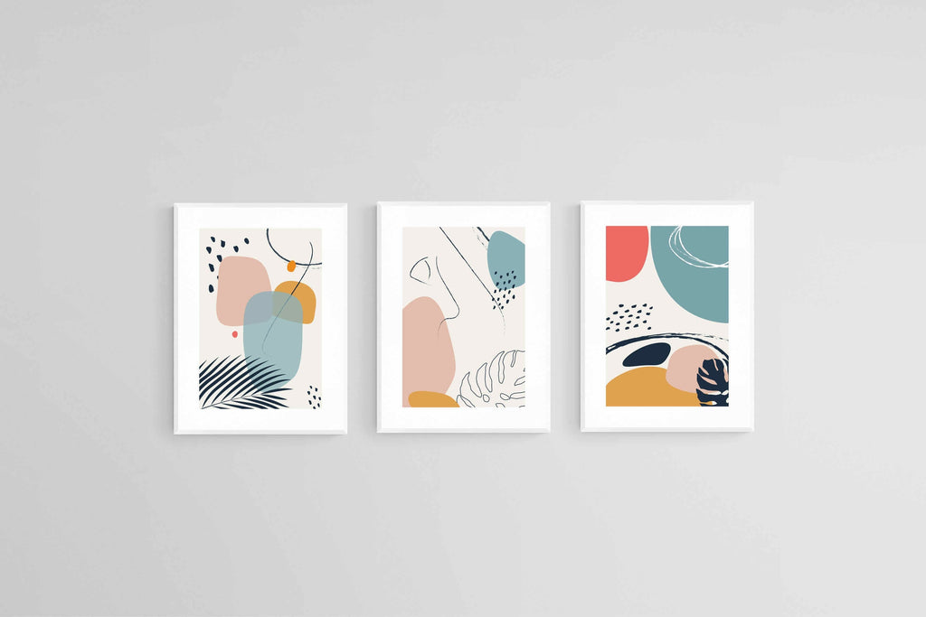 Matisse Style Set-Wall_Art-45 x 60cm (x3)-Framed Print-White-Pixalot
