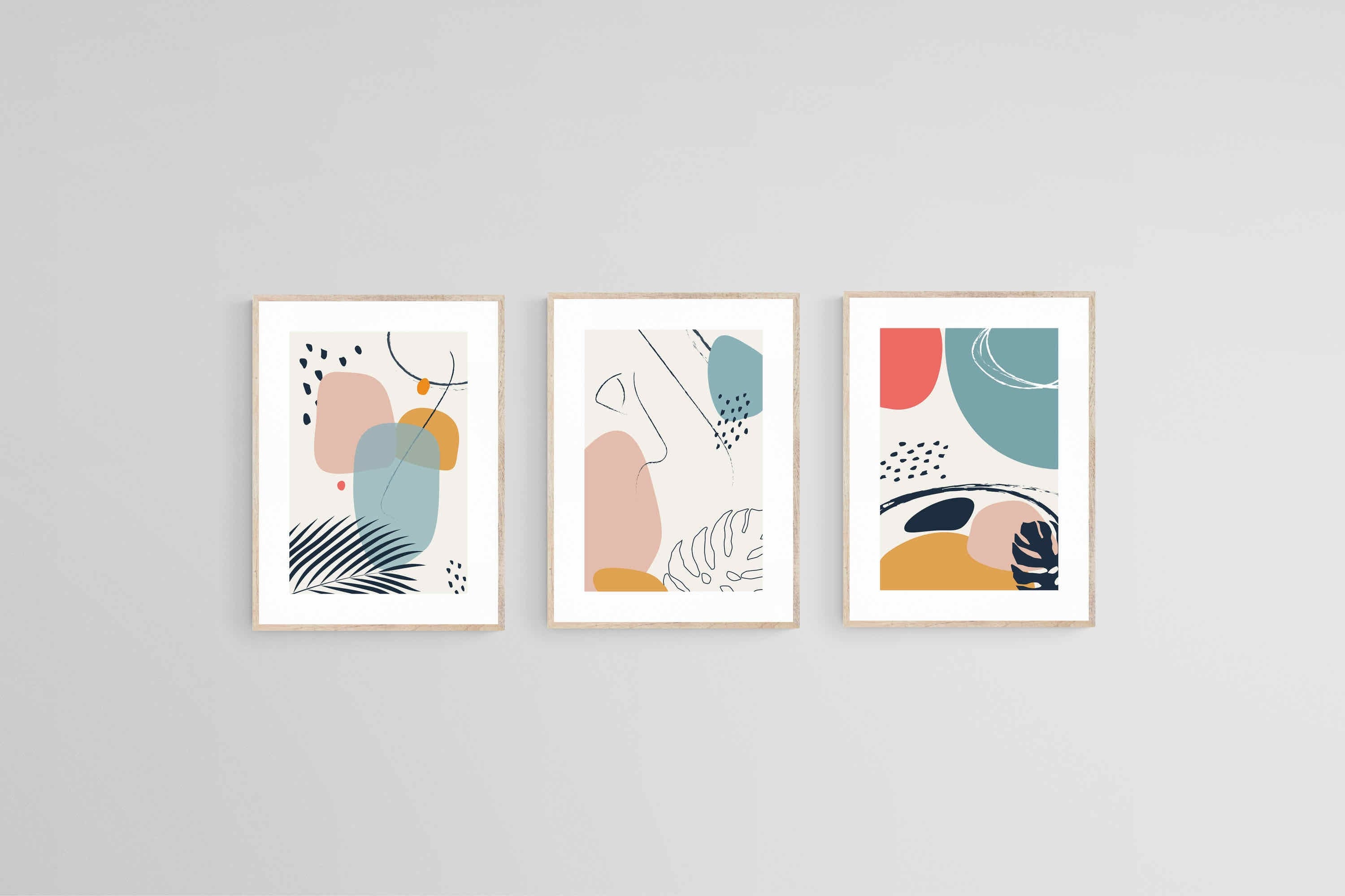 Matisse Style Set-Wall_Art-45 x 60cm (x3)-Framed Print-Wood-Pixalot