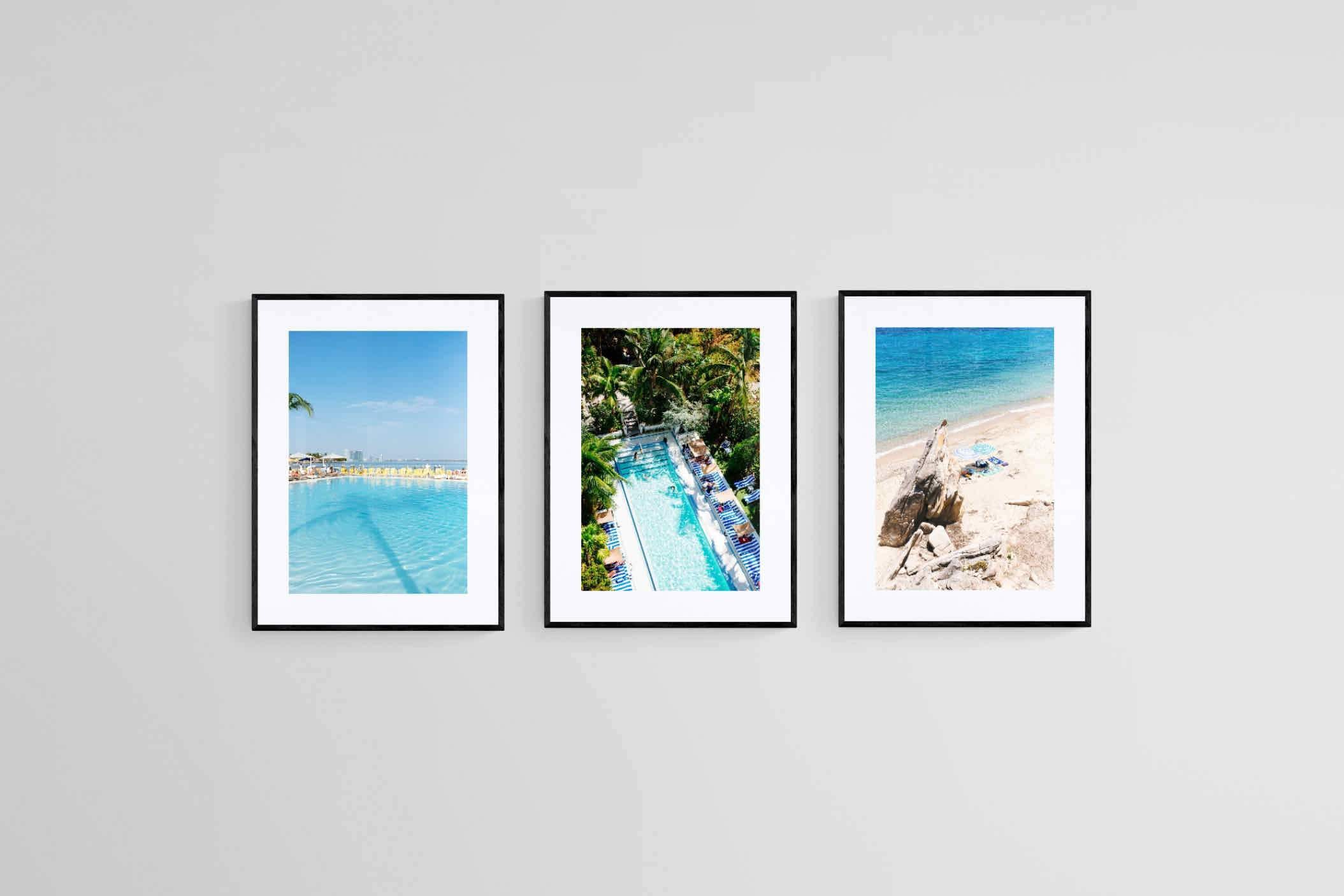 Miami Beach House Set-Wall_Art-45 x 60cm (x3)-Framed Print-Black-Pixalot