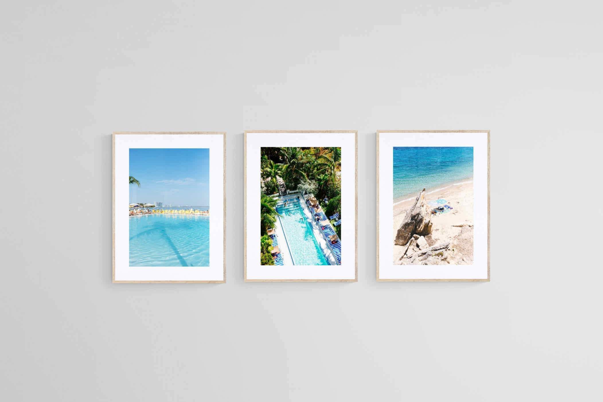 Miami Beach House Set-Wall_Art-45 x 60cm (x3)-Framed Print-Wood-Pixalot