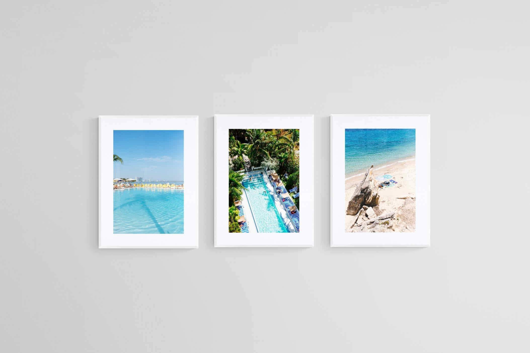 Miami Beach House Set-Wall_Art-45 x 60cm (x3)-Framed Print-White-Pixalot