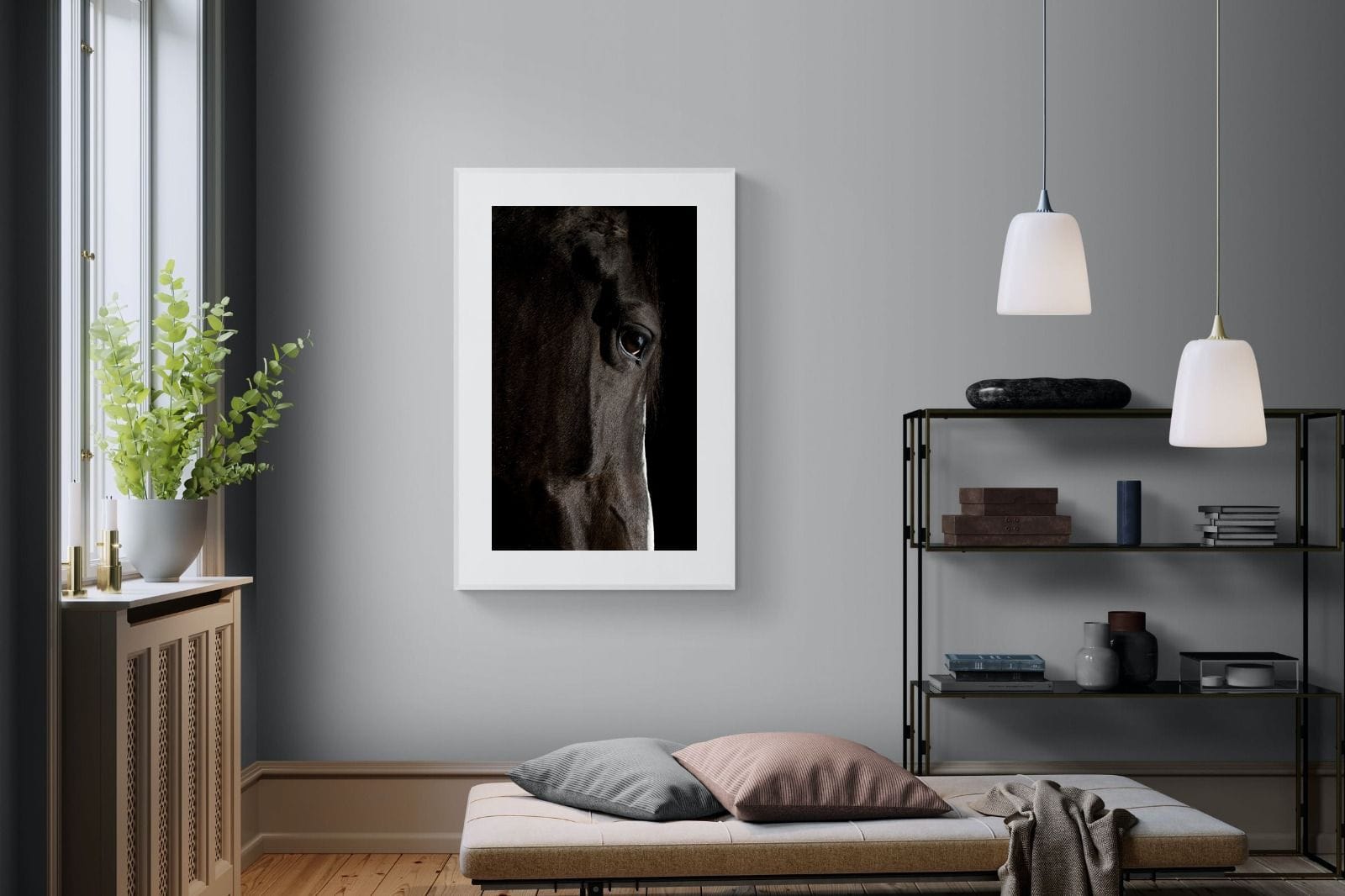 Midnight Stallion-Wall_Art-100 x 150cm-Framed Print-White-Pixalot