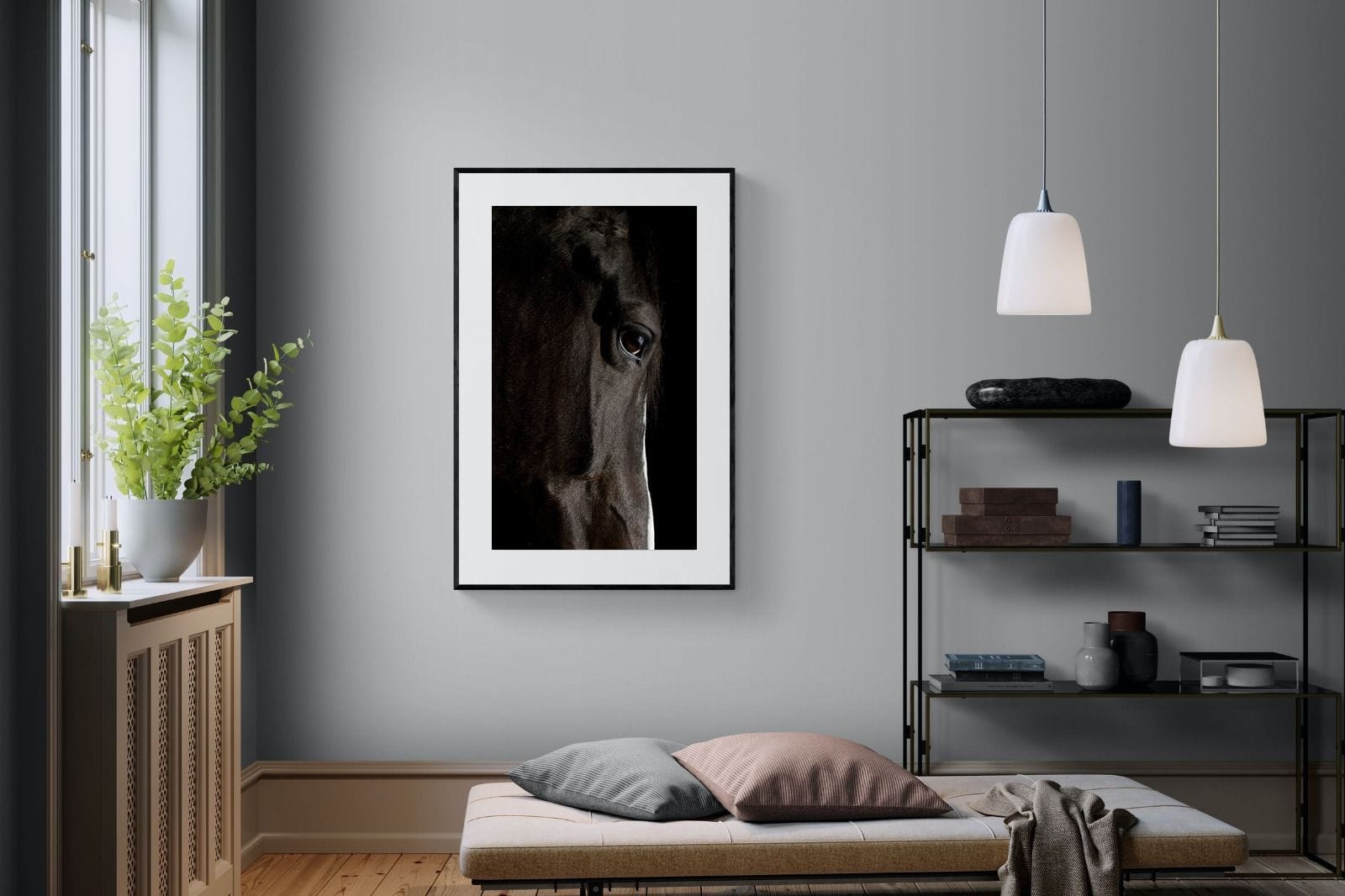 Midnight Stallion-Wall_Art-100 x 150cm-Framed Print-Black-Pixalot