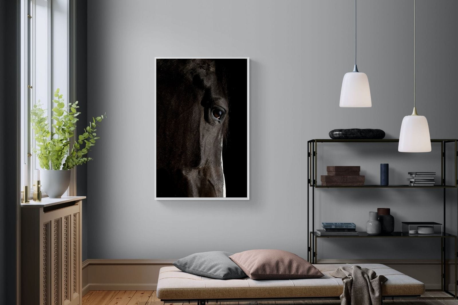 Midnight Stallion-Wall_Art-100 x 150cm-Mounted Canvas-White-Pixalot
