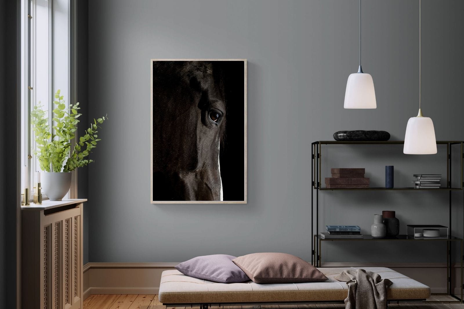 Midnight Stallion-Wall_Art-100 x 150cm-Mounted Canvas-Wood-Pixalot