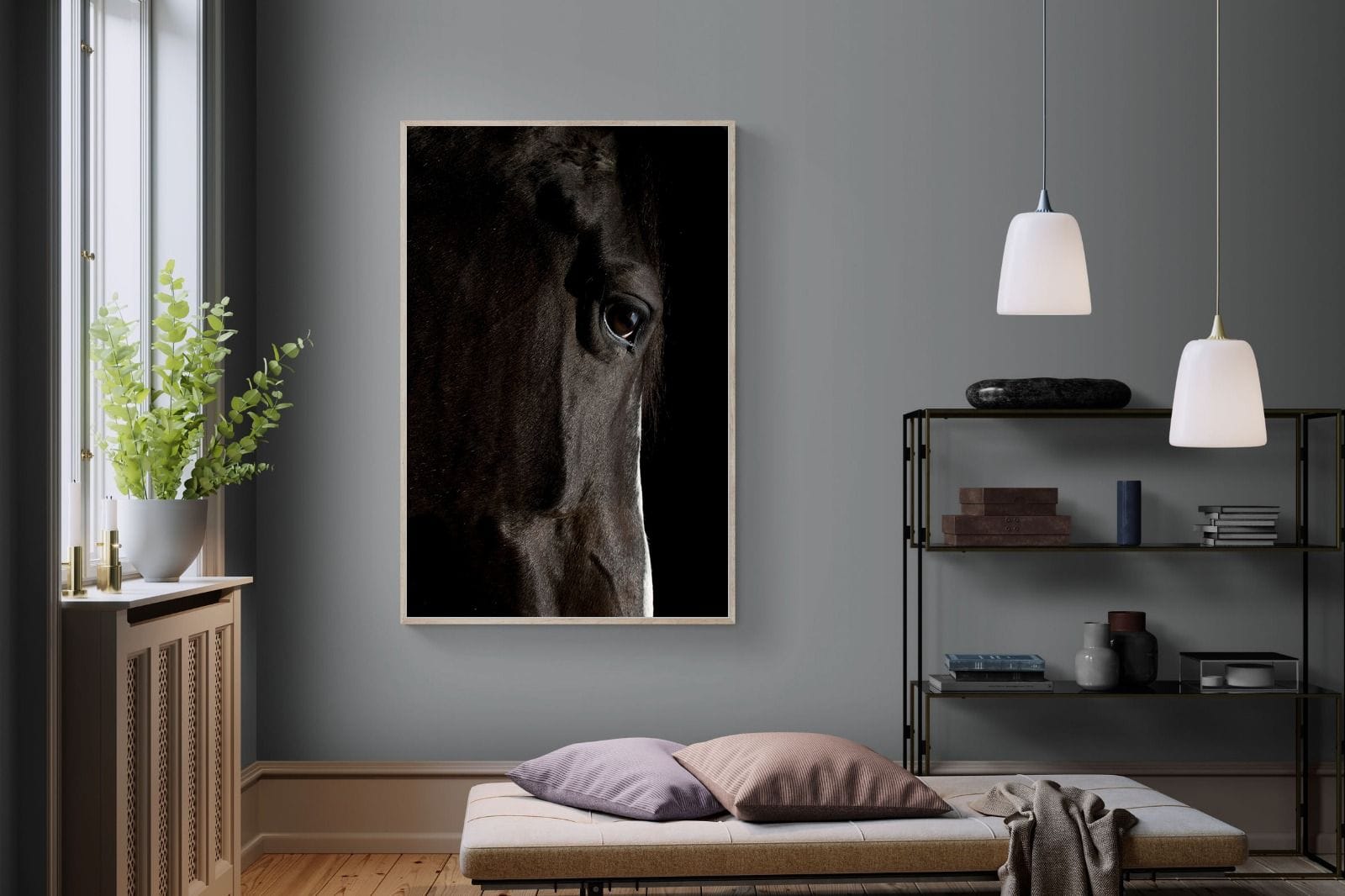 Midnight Stallion-Wall_Art-120 x 180cm-Mounted Canvas-Wood-Pixalot