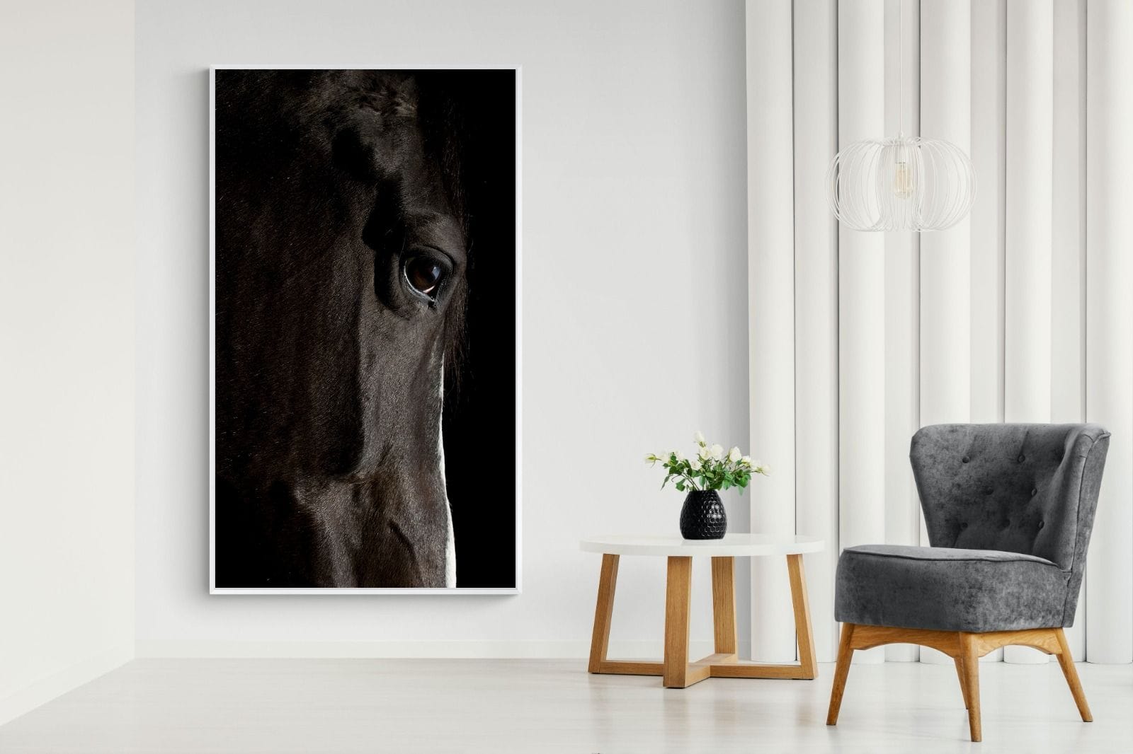 Midnight Stallion-Wall_Art-130 x 220cm-Mounted Canvas-White-Pixalot