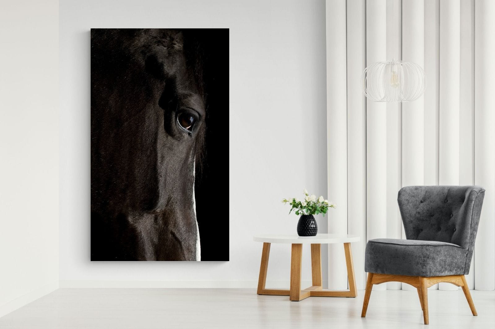 Midnight Stallion-Wall_Art-130 x 220cm-Mounted Canvas-No Frame-Pixalot