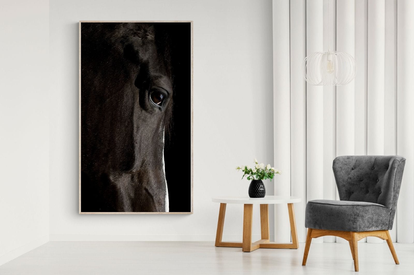 Midnight Stallion-Wall_Art-130 x 220cm-Mounted Canvas-Wood-Pixalot