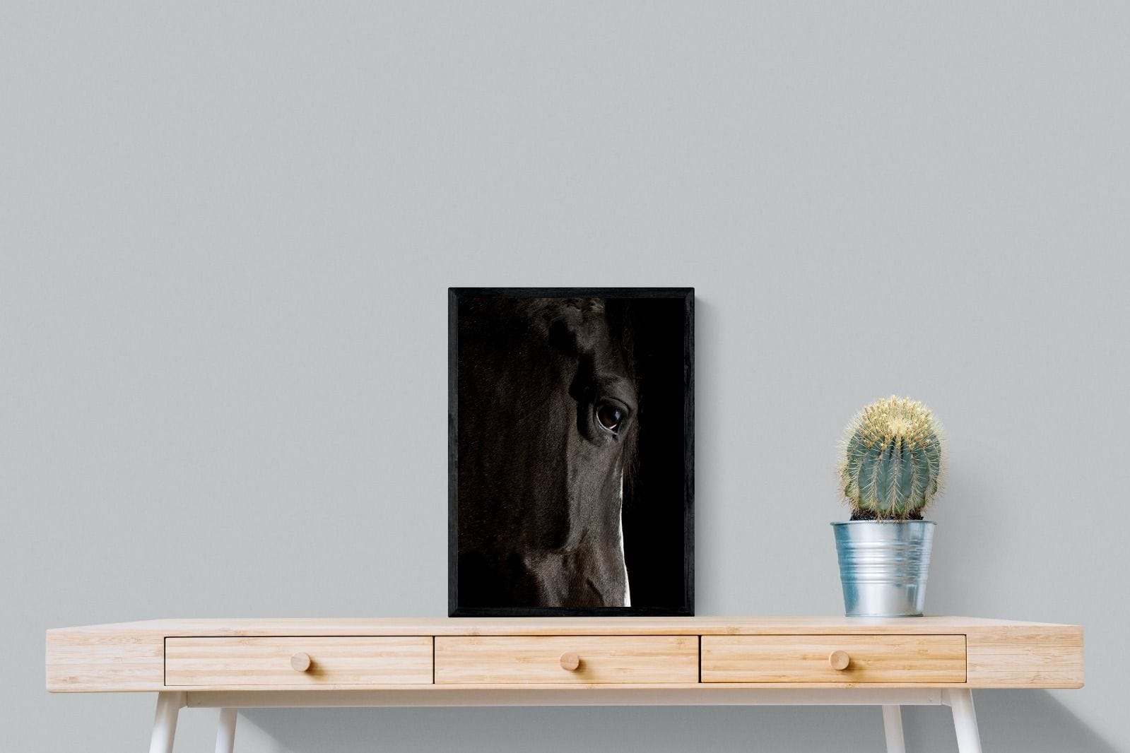 Midnight Stallion-Wall_Art-45 x 60cm-Mounted Canvas-Black-Pixalot