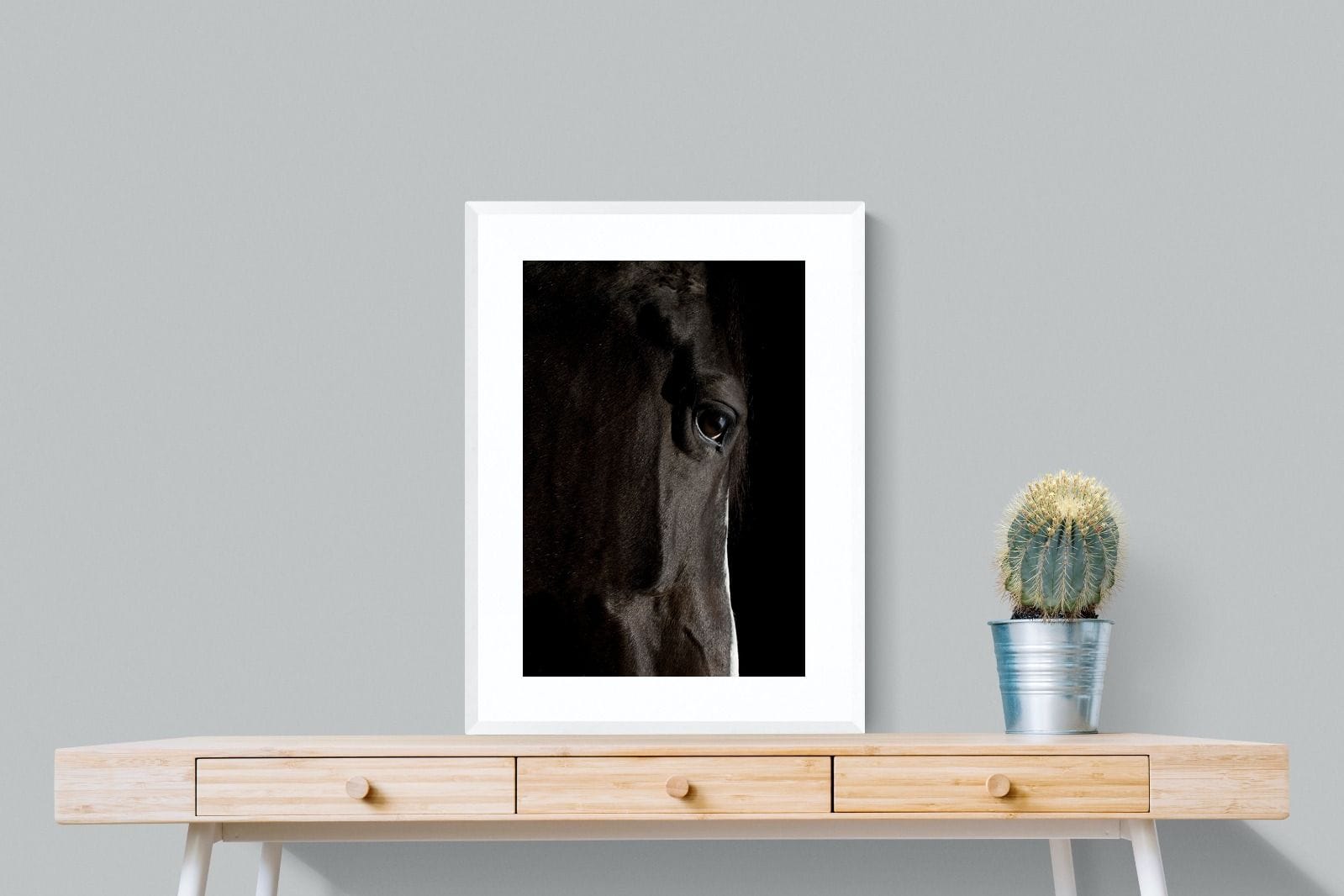 Midnight Stallion-Wall_Art-60 x 80cm-Framed Print-White-Pixalot