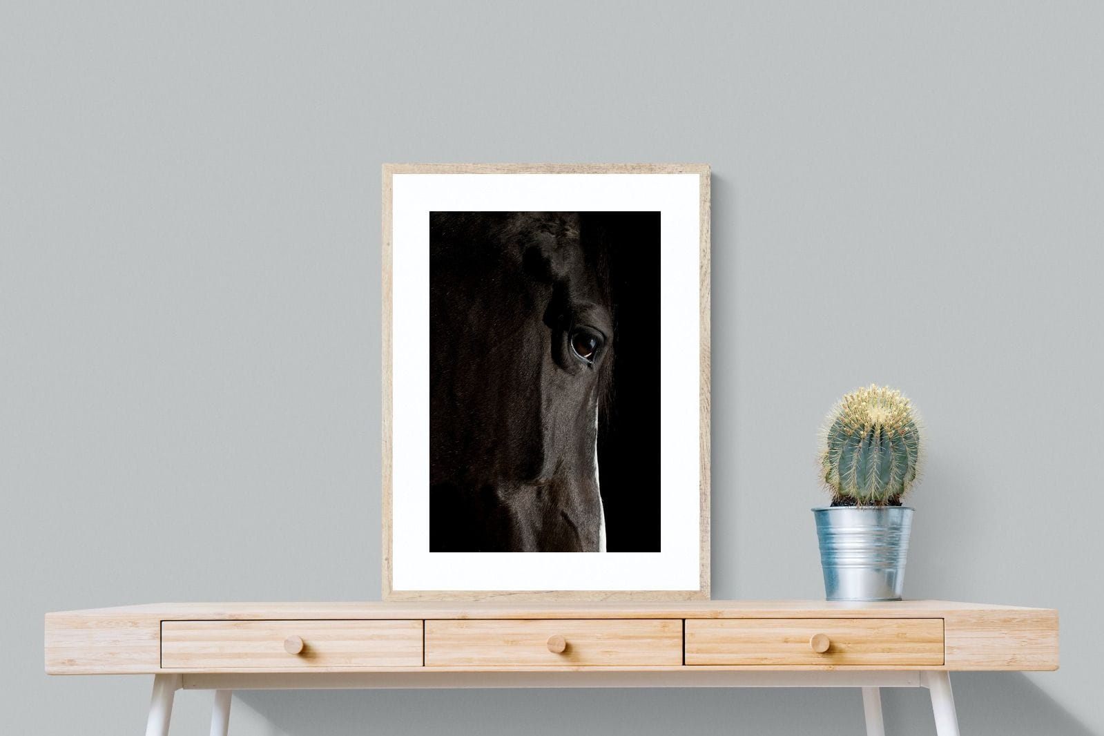 Midnight Stallion-Wall_Art-60 x 80cm-Framed Print-Wood-Pixalot