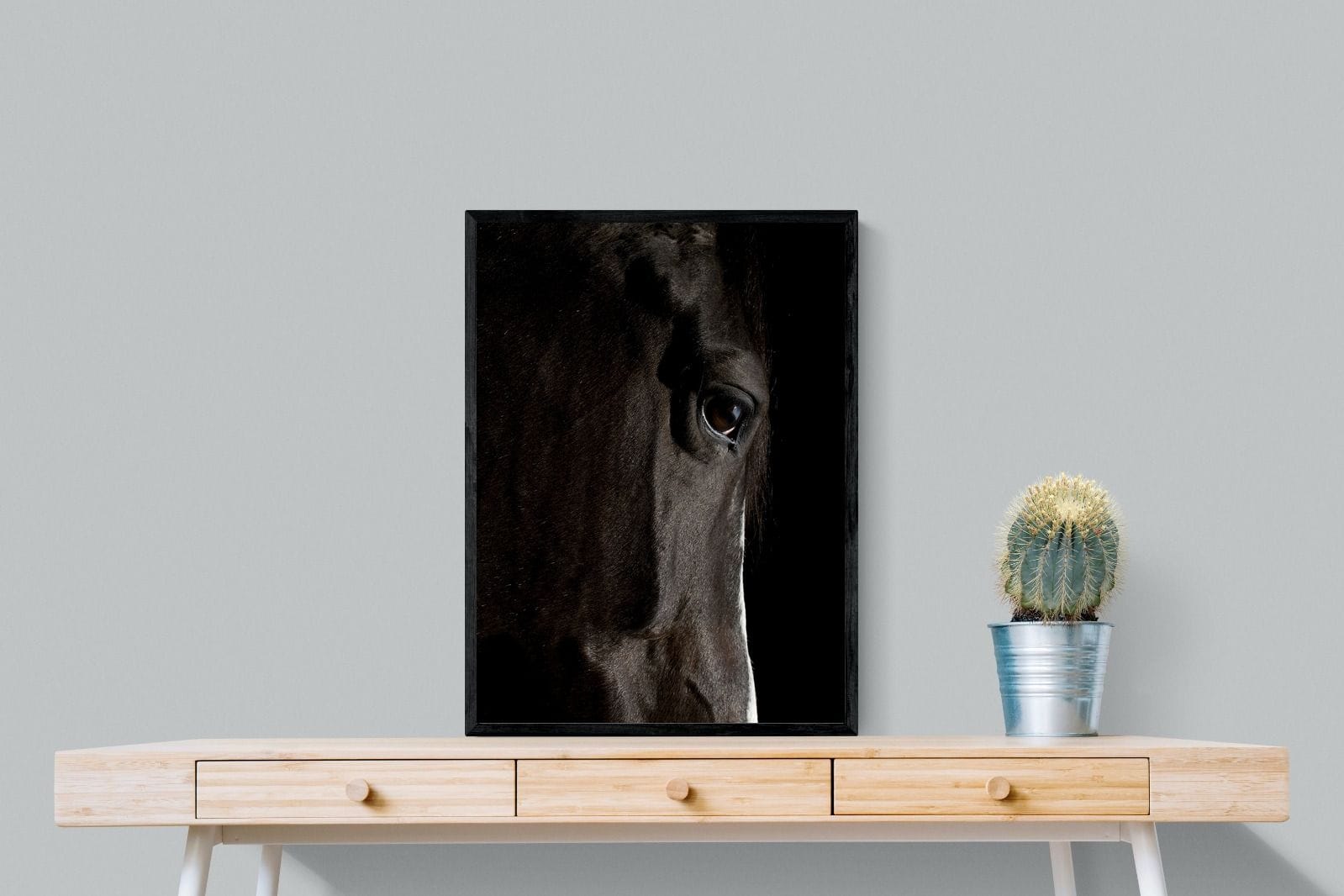 Midnight Stallion-Wall_Art-60 x 80cm-Mounted Canvas-Black-Pixalot