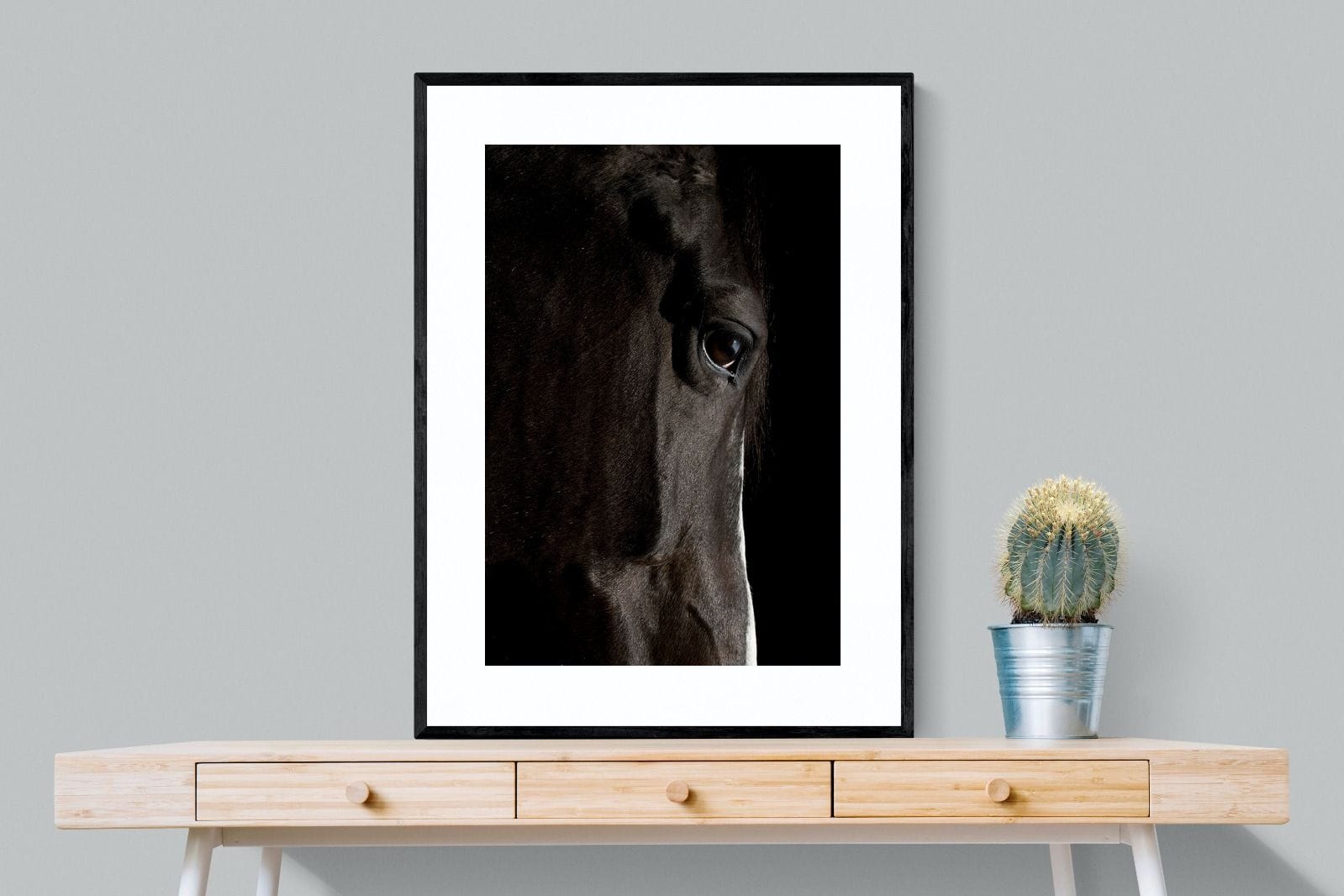 Midnight Stallion-Wall_Art-75 x 100cm-Framed Print-Black-Pixalot