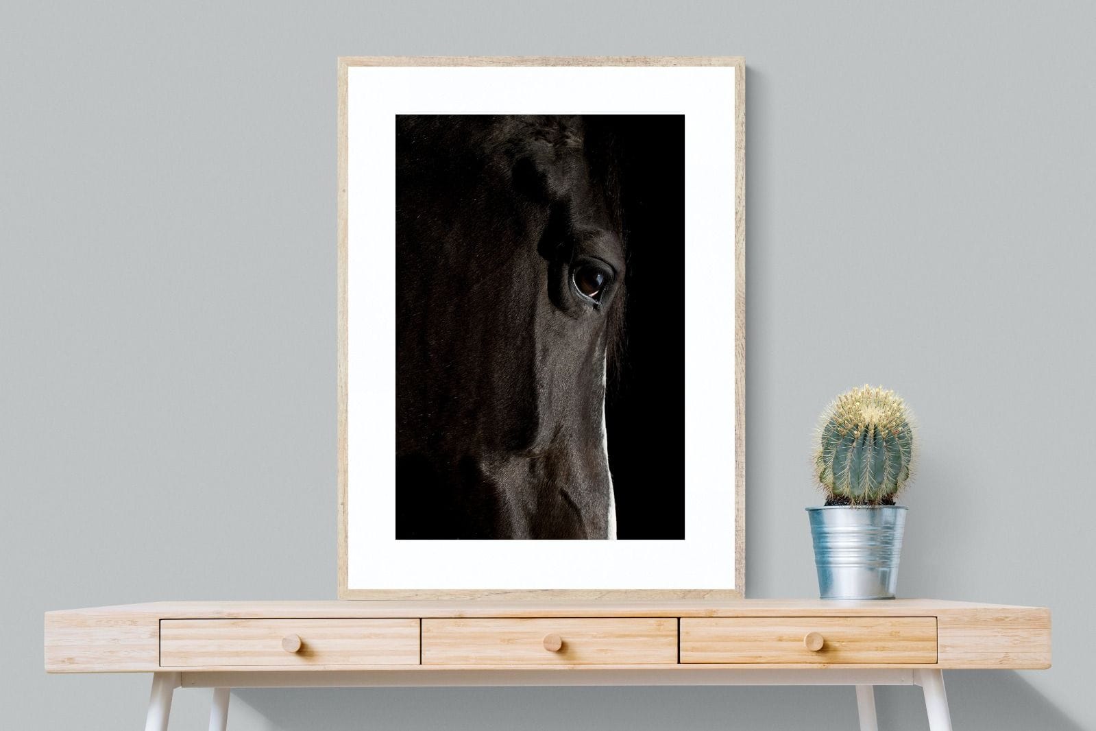 Midnight Stallion-Wall_Art-75 x 100cm-Framed Print-Wood-Pixalot