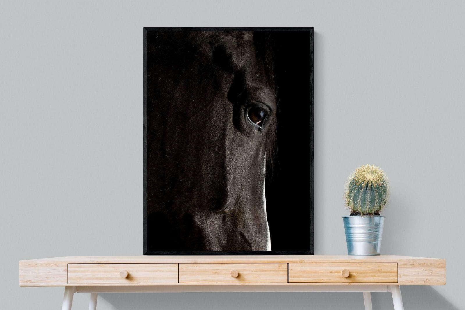 Midnight Stallion-Wall_Art-75 x 100cm-Mounted Canvas-Black-Pixalot