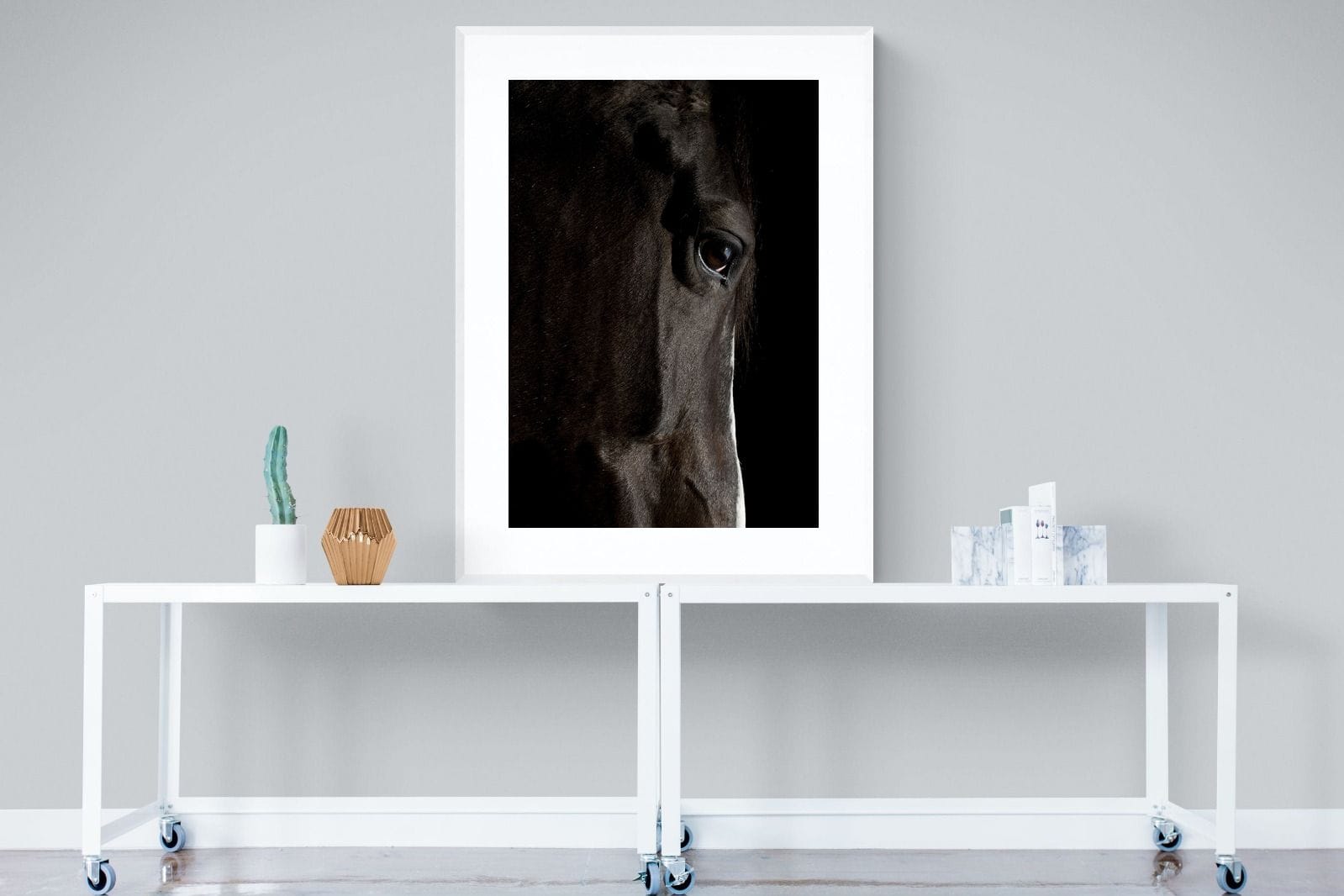 Midnight Stallion-Wall_Art-90 x 120cm-Framed Print-White-Pixalot