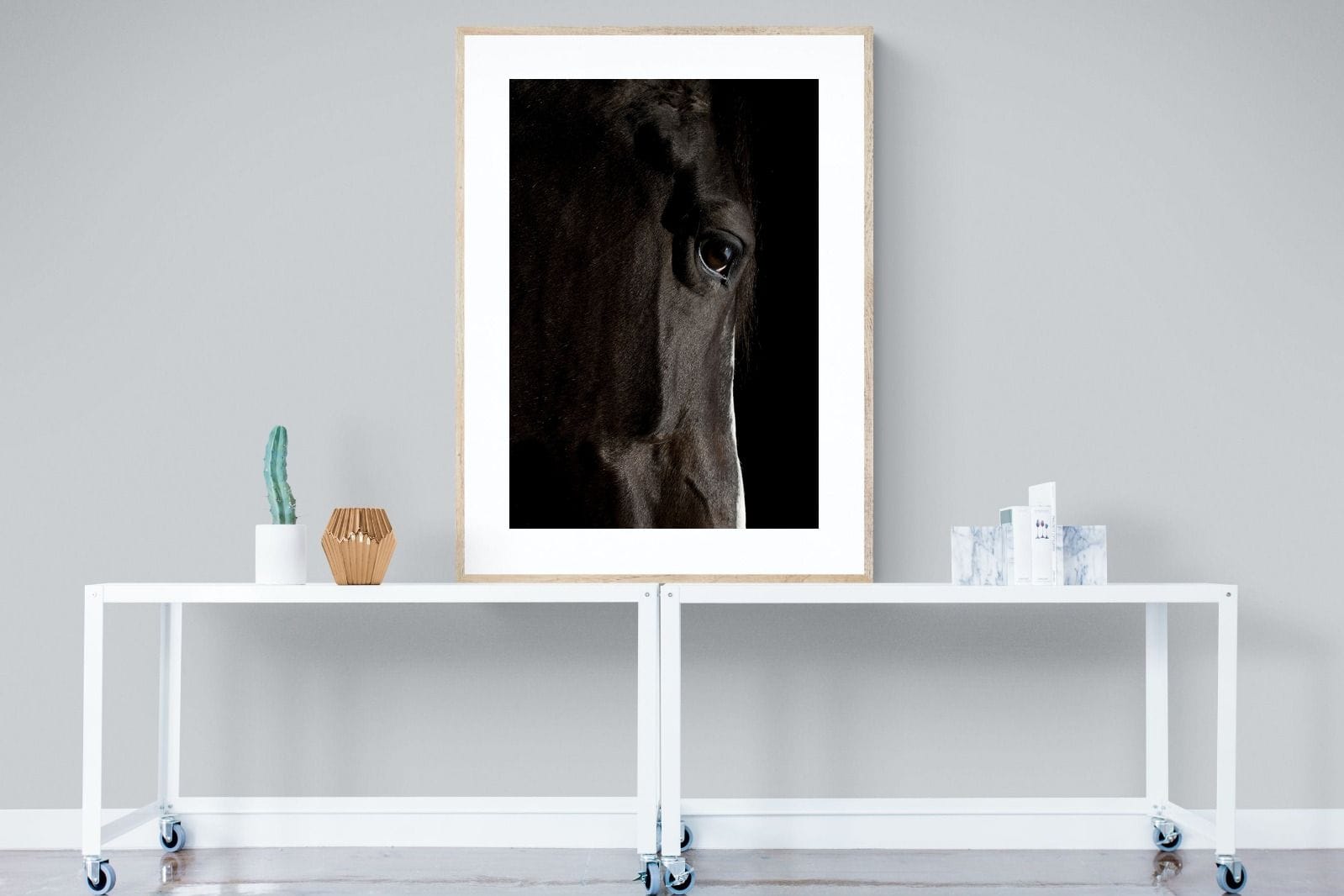 Midnight Stallion-Wall_Art-90 x 120cm-Framed Print-Wood-Pixalot