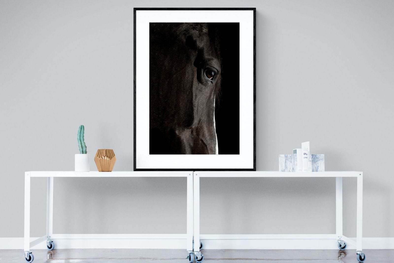 Midnight Stallion-Wall_Art-90 x 120cm-Framed Print-Black-Pixalot