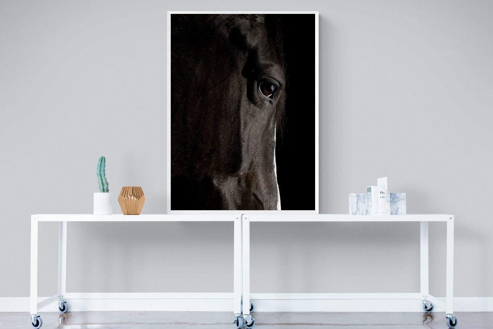 Midnight Stallion-Wall_Art-90 x 120cm-Mounted Canvas-White-Pixalot