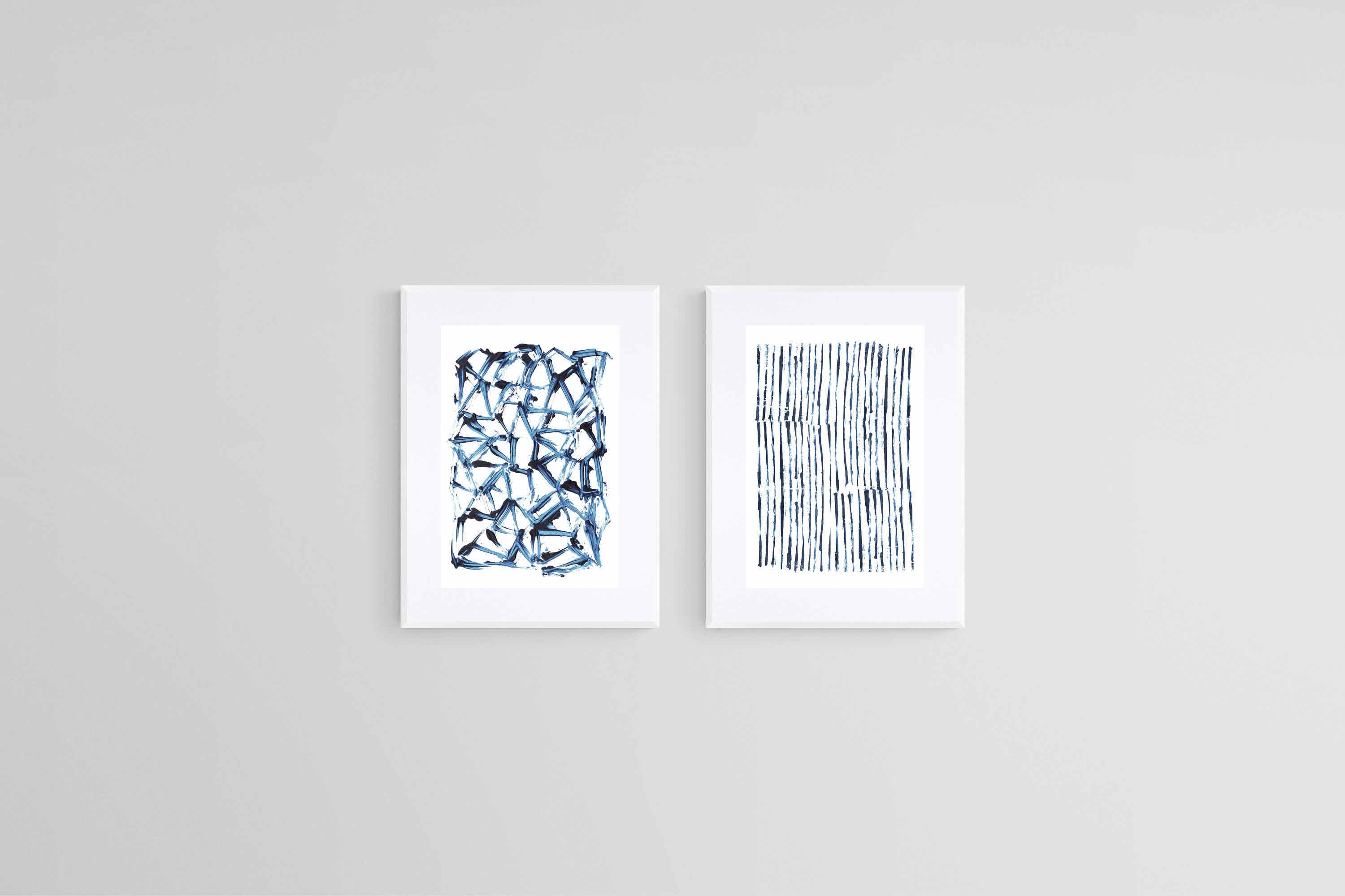 Minimal Blue & White Set-Wall_Art-45 x 60cm (x2)-Framed Print-White-Pixalot