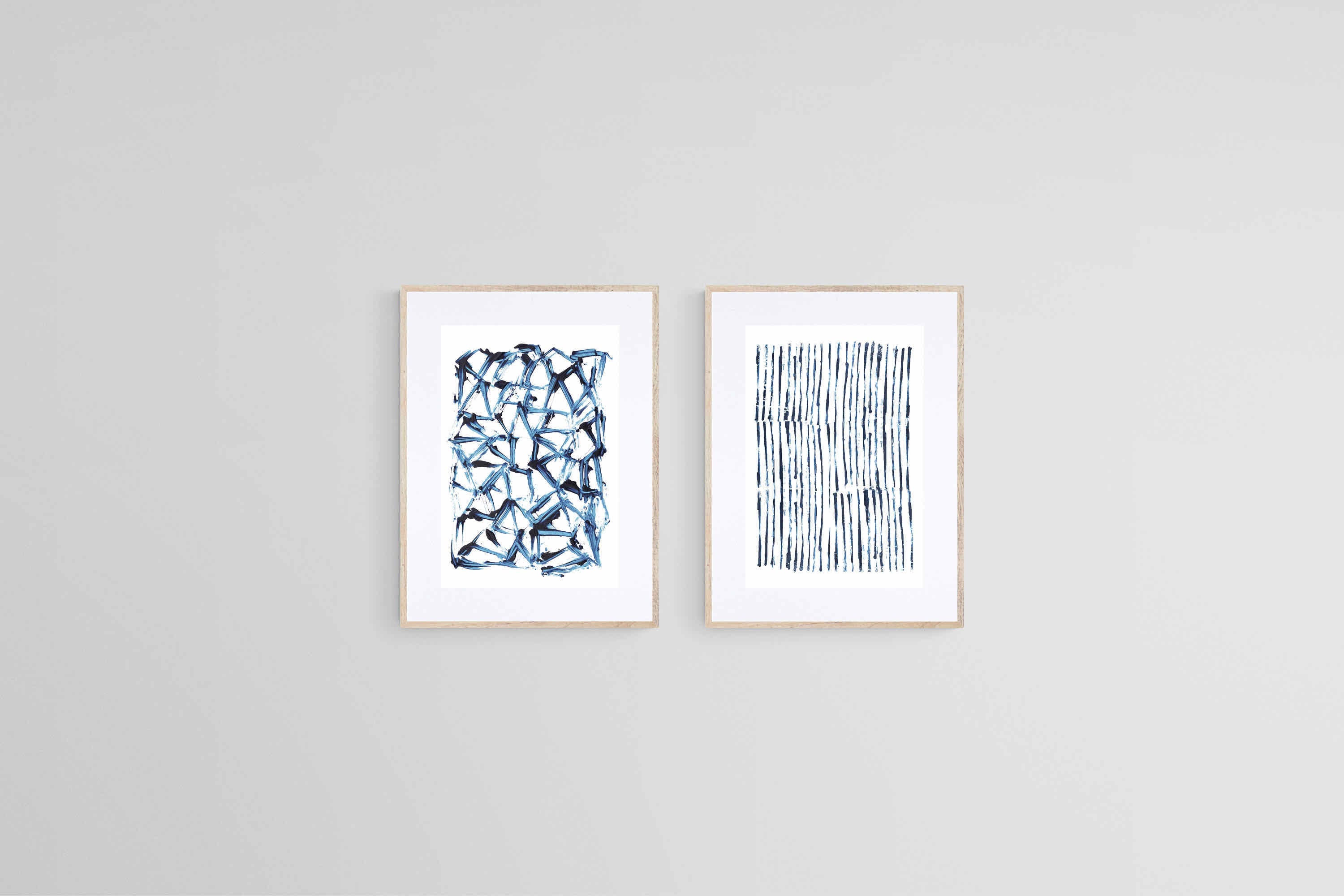 Minimal Blue & White Set-Wall_Art-45 x 60cm (x2)-Framed Print-Wood-Pixalot