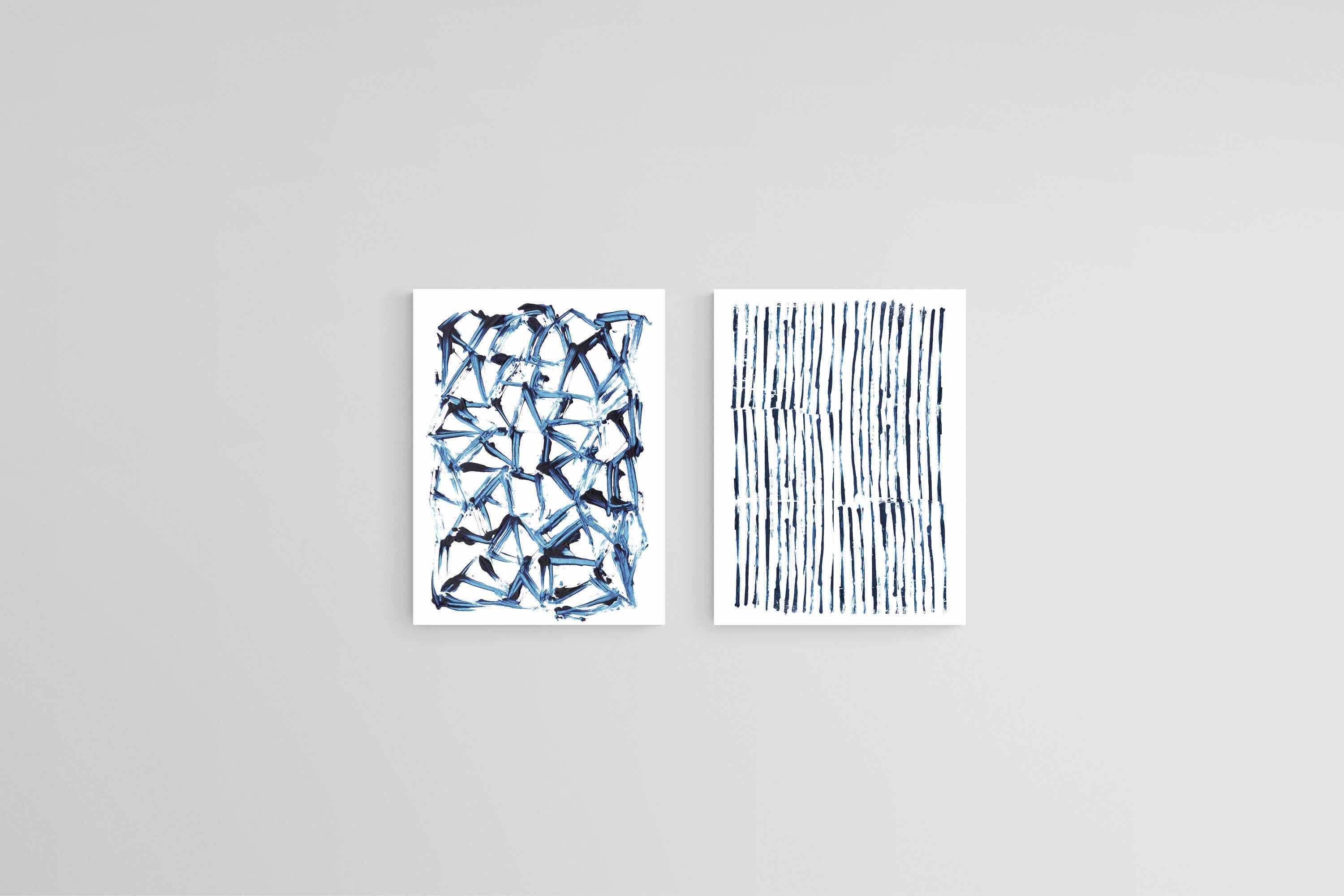 Minimal Blue & White Set-Wall_Art-45 x 60cm (x2)-Mounted Canvas-No Frame-Pixalot