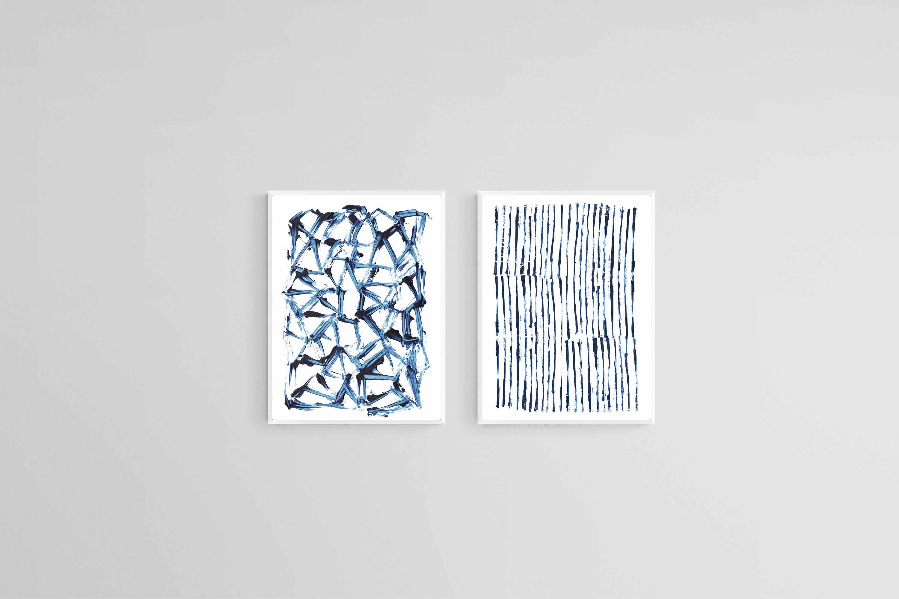 Minimal Blue & White Set-Wall_Art-45 x 60cm (x2)-Mounted Canvas-White-Pixalot