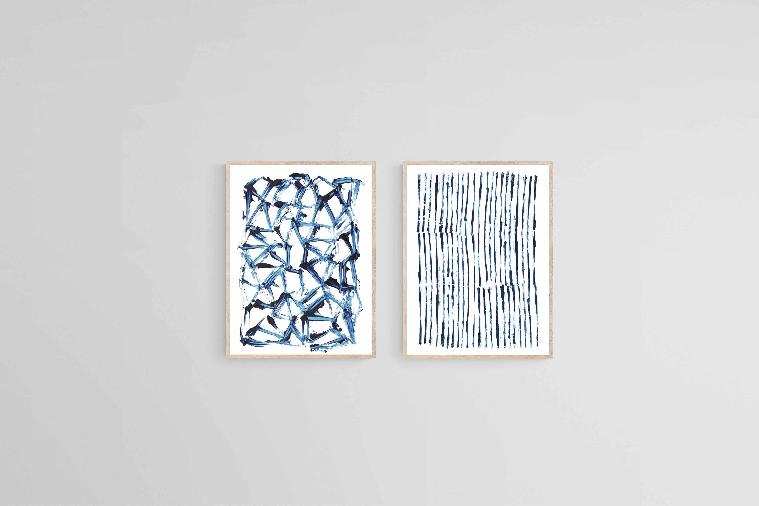 Minimal Blue & White Set-Wall_Art-45 x 60cm (x2)-Mounted Canvas-Wood-Pixalot