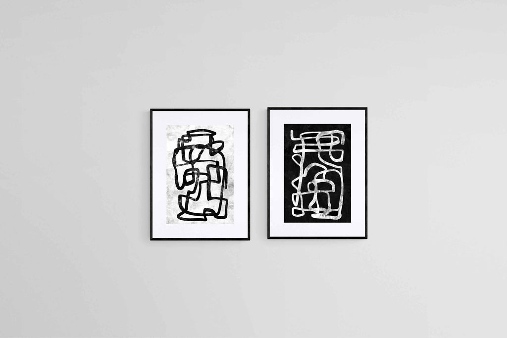 Mono Two Set-Wall_Art-45 x 60cm (x2)-Framed Print-Black-Pixalot