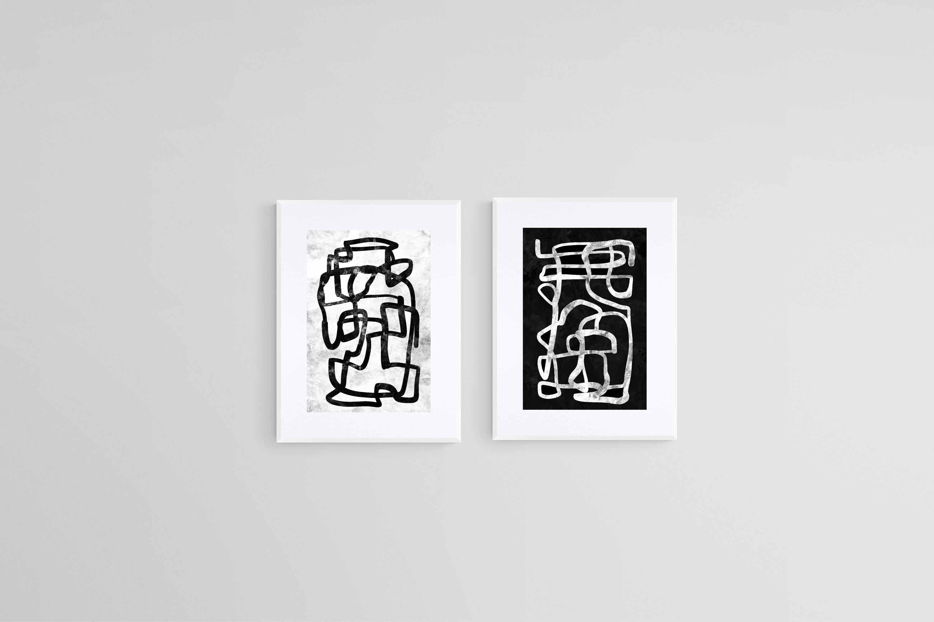 Mono Two Set-Wall_Art-45 x 60cm (x2)-Framed Print-White-Pixalot