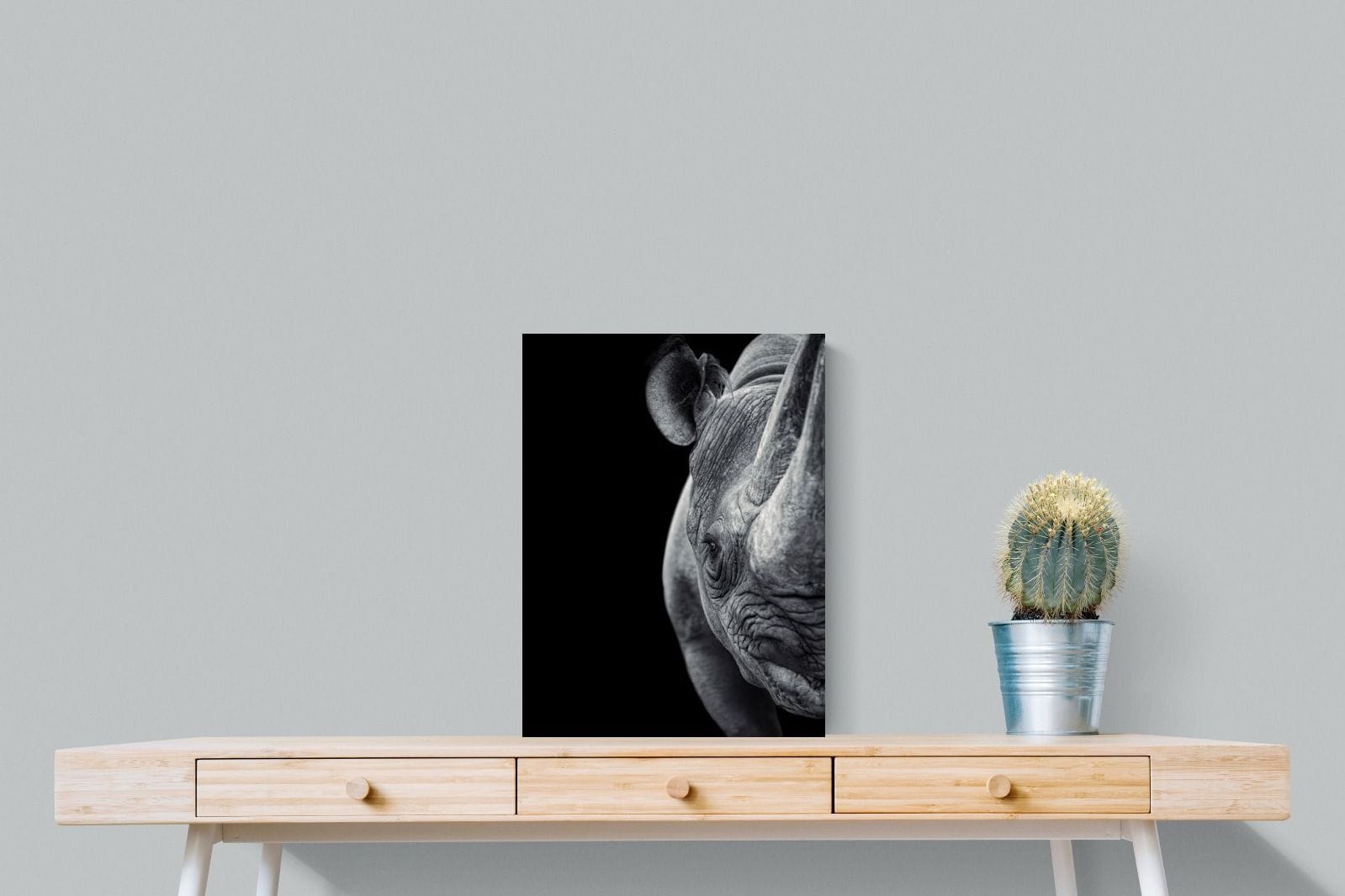 Monochromatic Rhino-Wall_Art-45 x 60cm-Mounted Canvas-No Frame-Pixalot